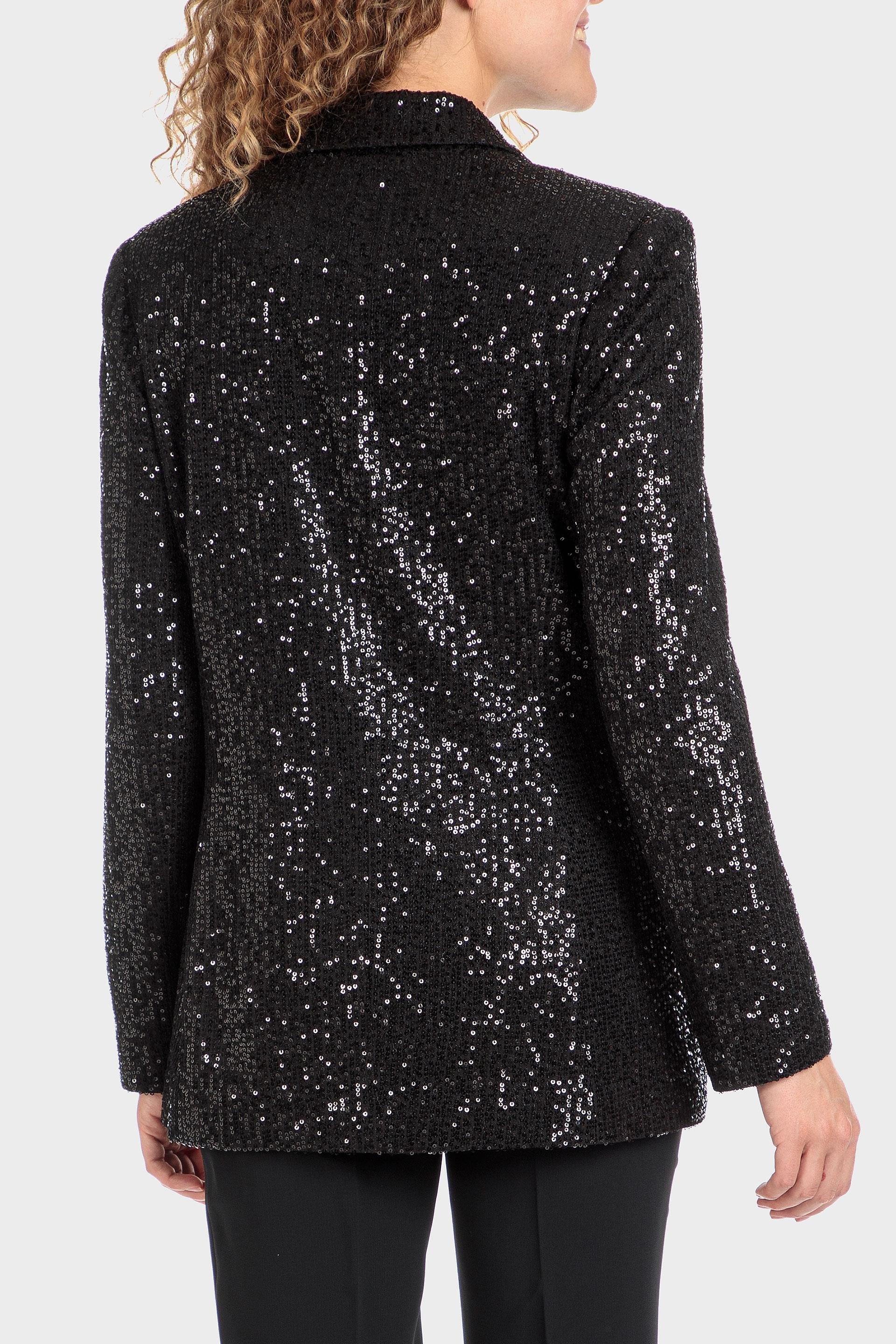 Black Sequin Lapels Blazer, , large image number 1