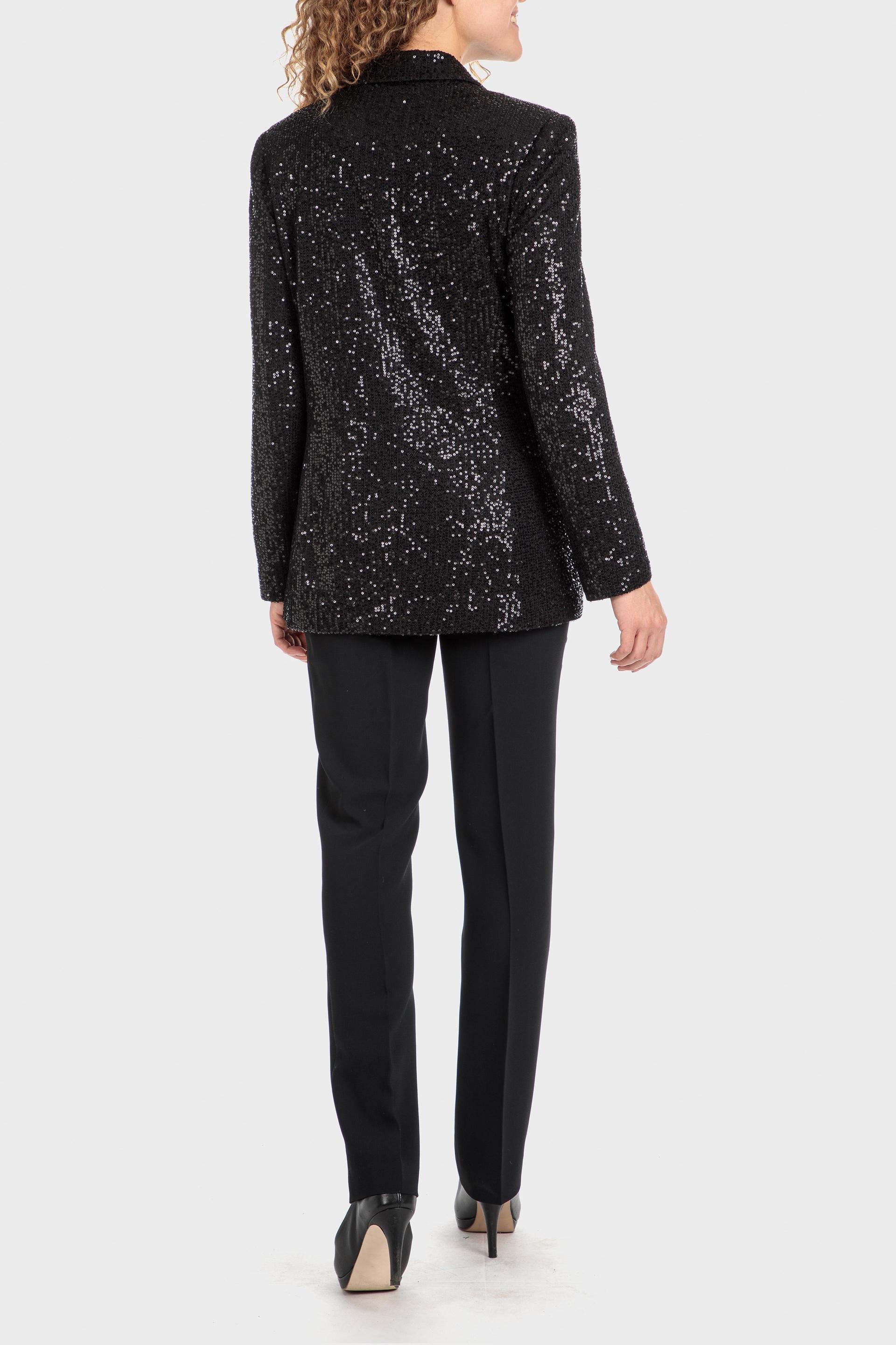 Black Sequin Lapels Blazer, , large image number 3