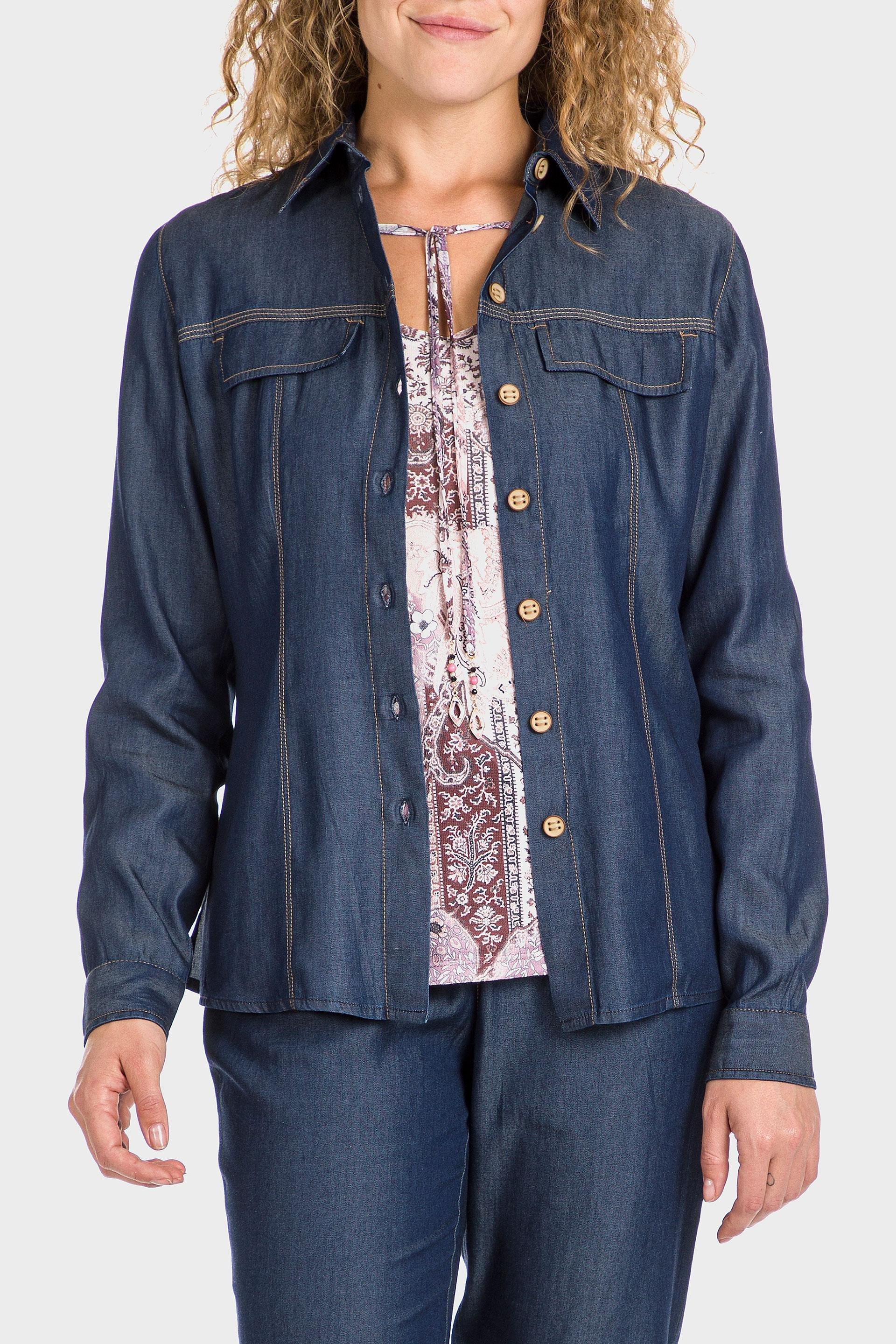 Blue Lyocell Shirt, , large image number 1