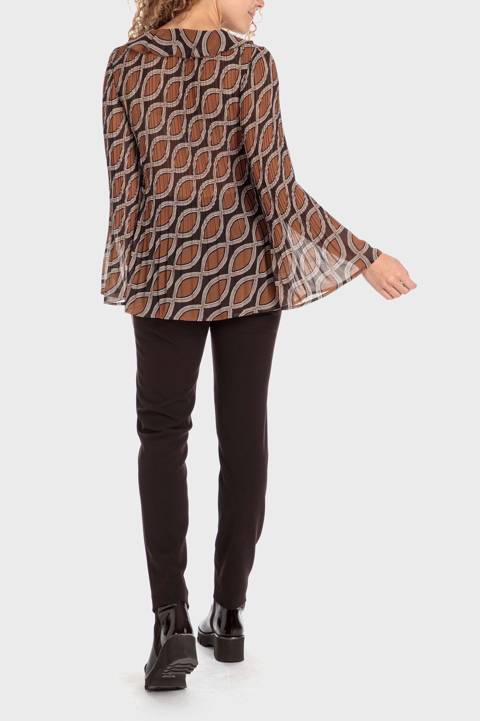 Brown Printed Pleated Shirt, , large image number 2