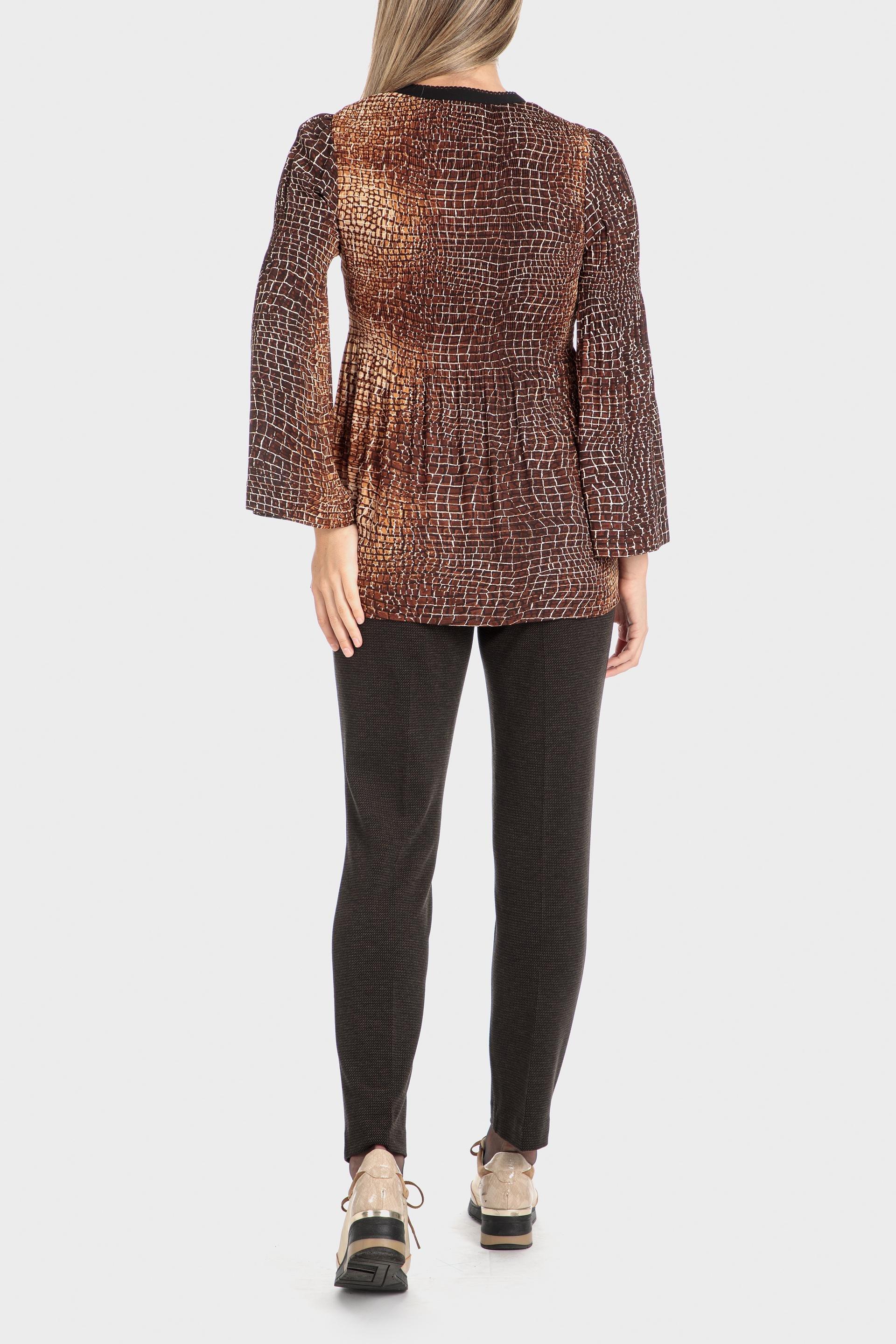 Brown Printed Pleated Shirt, , large image number 3