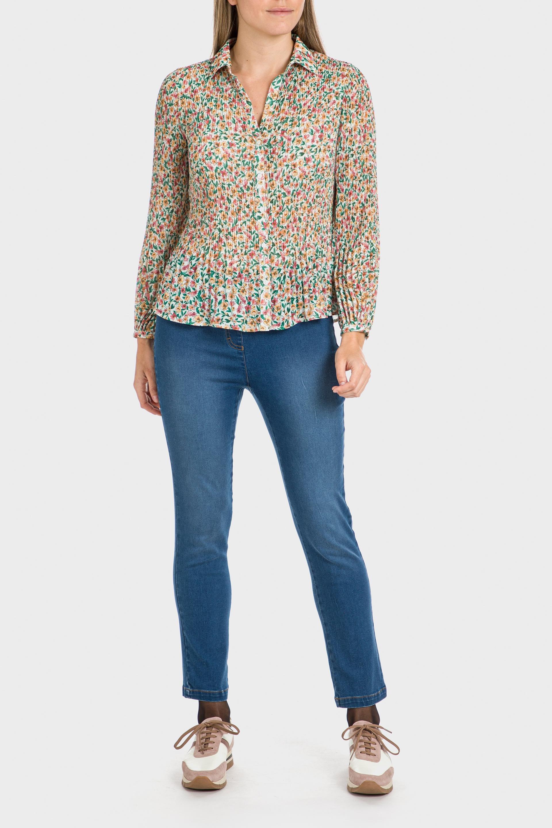 Multicolour Floral Pleated Shirt, , large image number 0