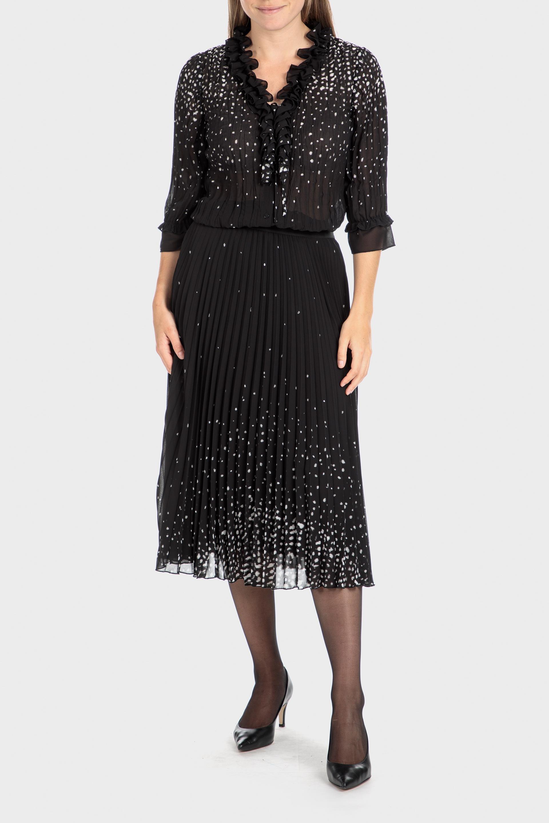 Black Pleated Shirt, Black, large image number 1