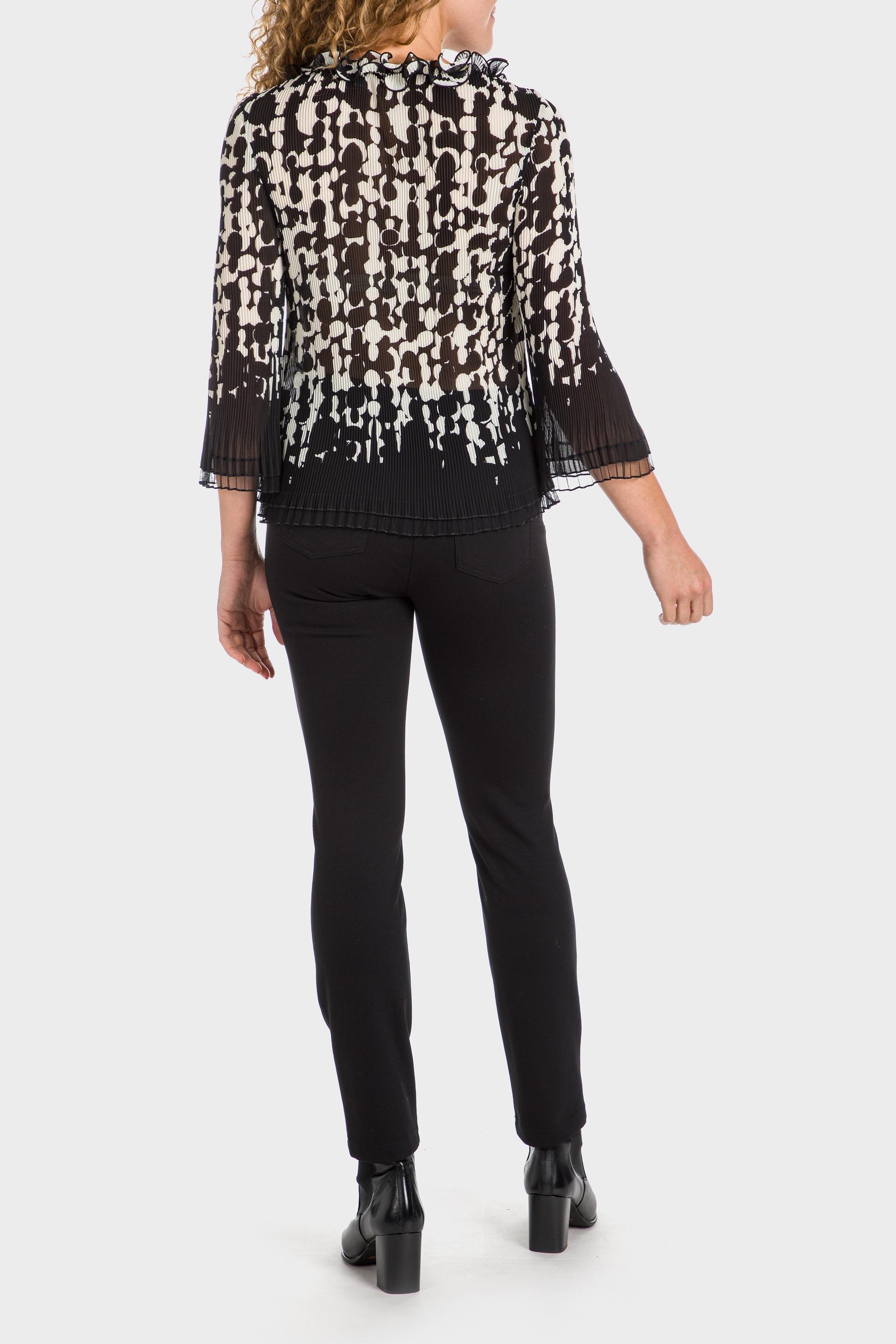 Black Flounces Pleated Shirt, , large image number 2