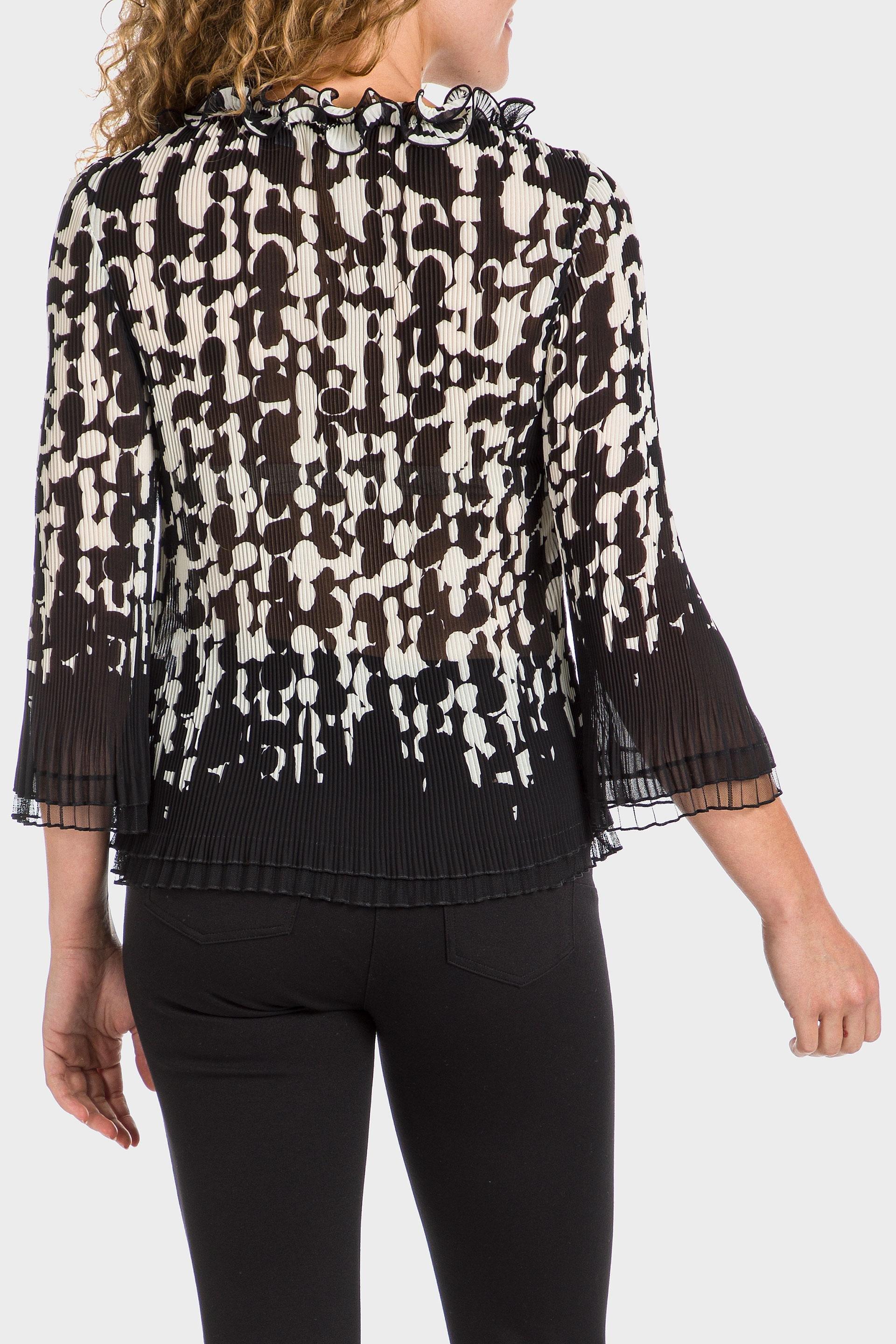 Black Flounces Pleated Shirt, , large image number 3