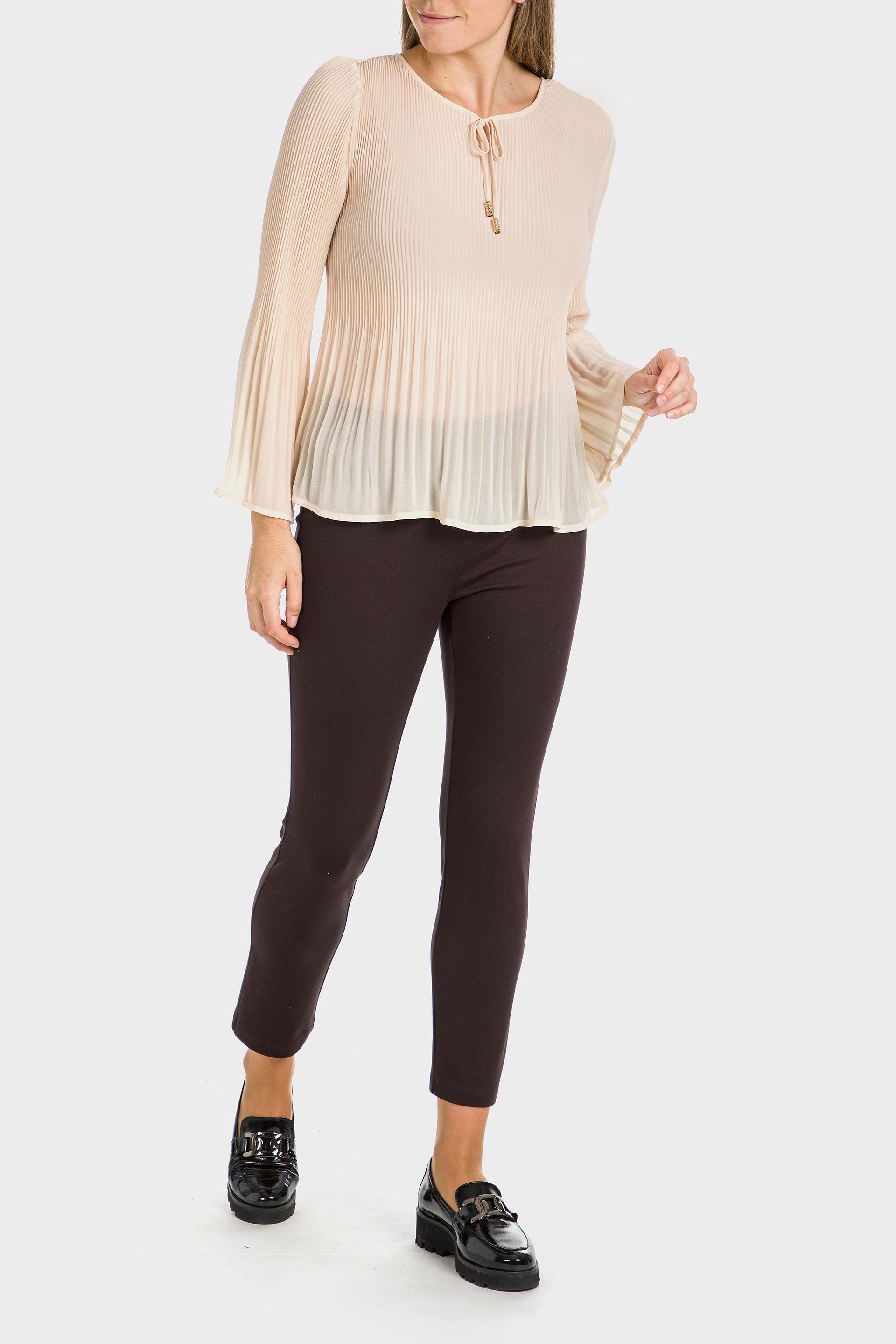 Beige Pleated Blouse, , large image number 1