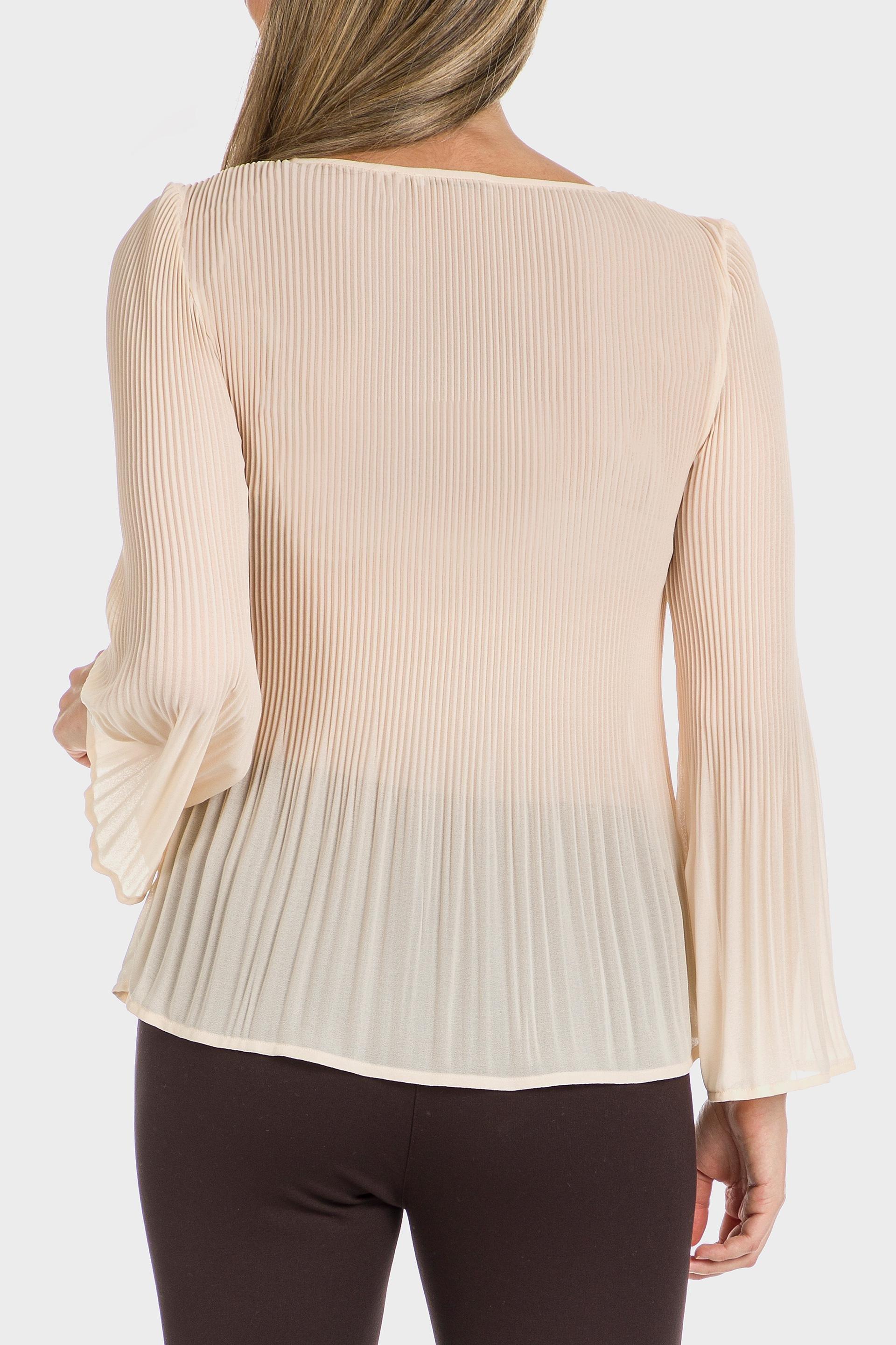 Beige Pleated Blouse, , large image number 2