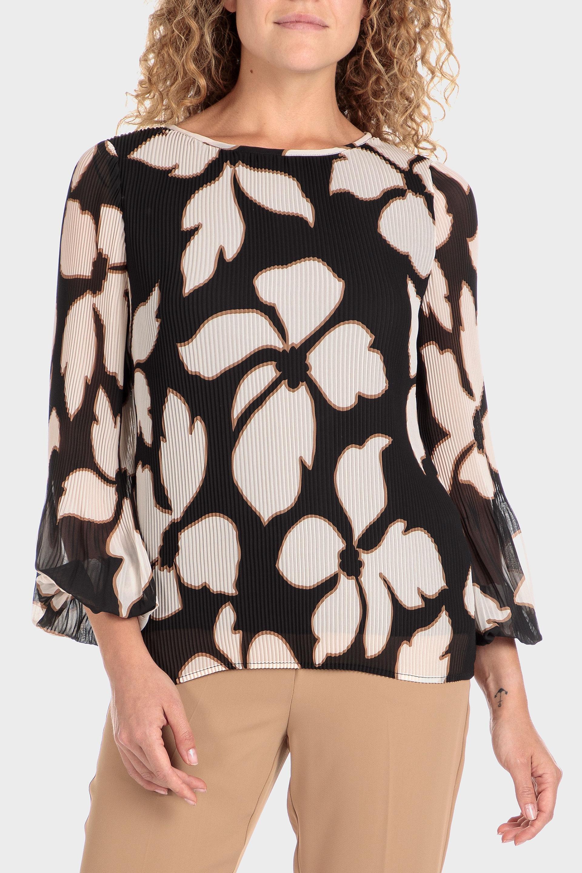 Multicolour Pleated Printed Blouse, , large image number 0