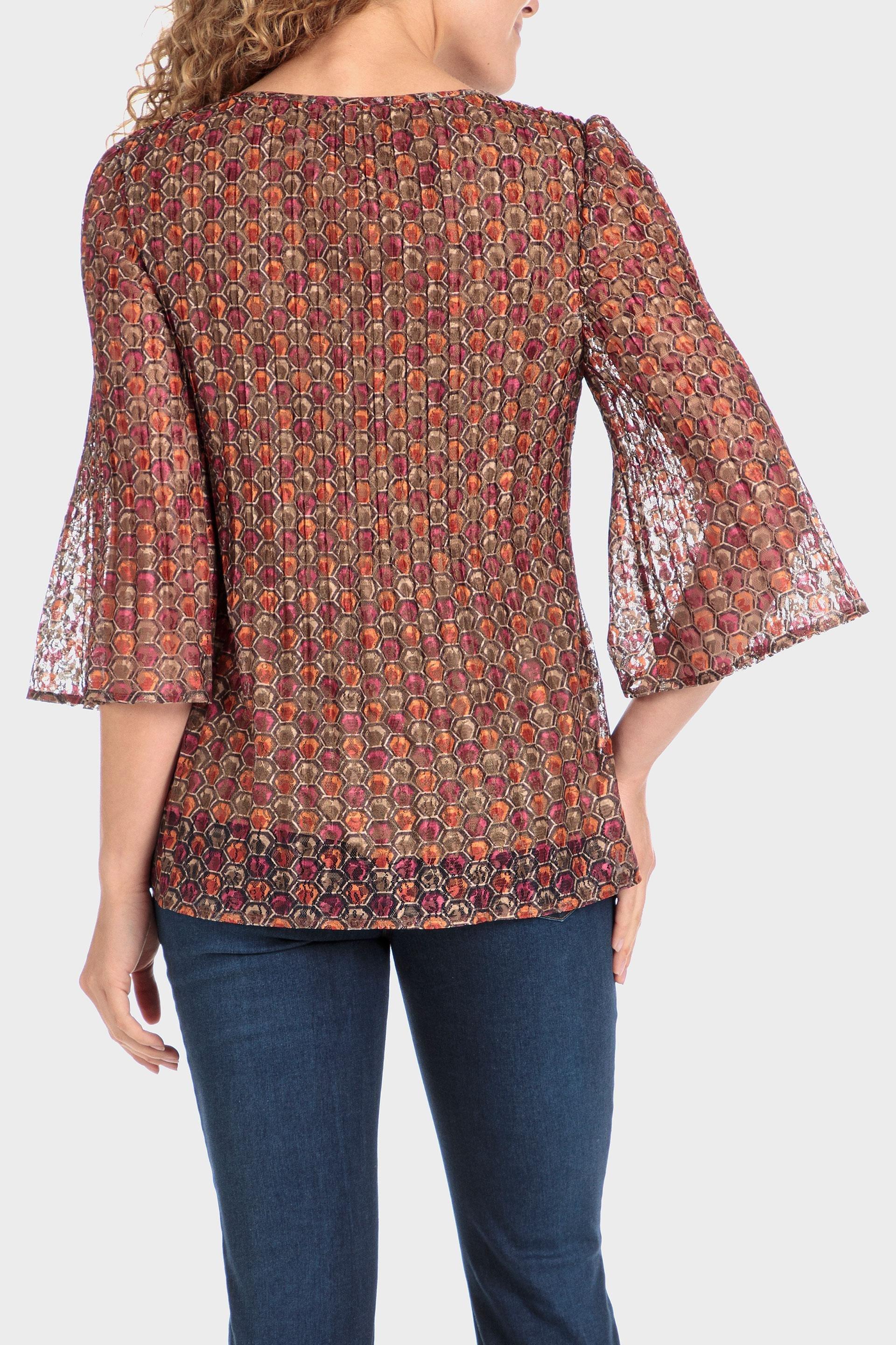 Multicolour Pleated Printed Blouse, , large image number 2