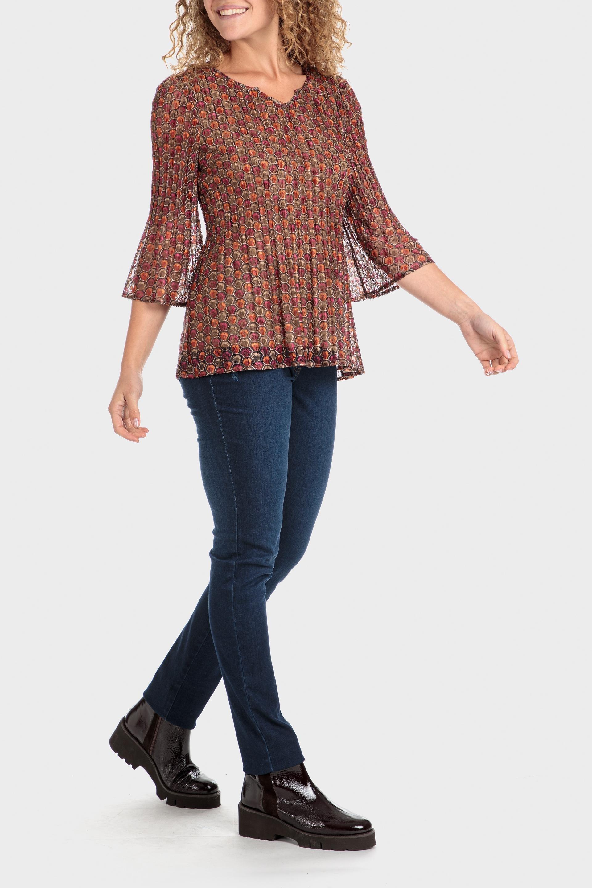 Multicolour Pleated Printed Blouse, , large image number 5