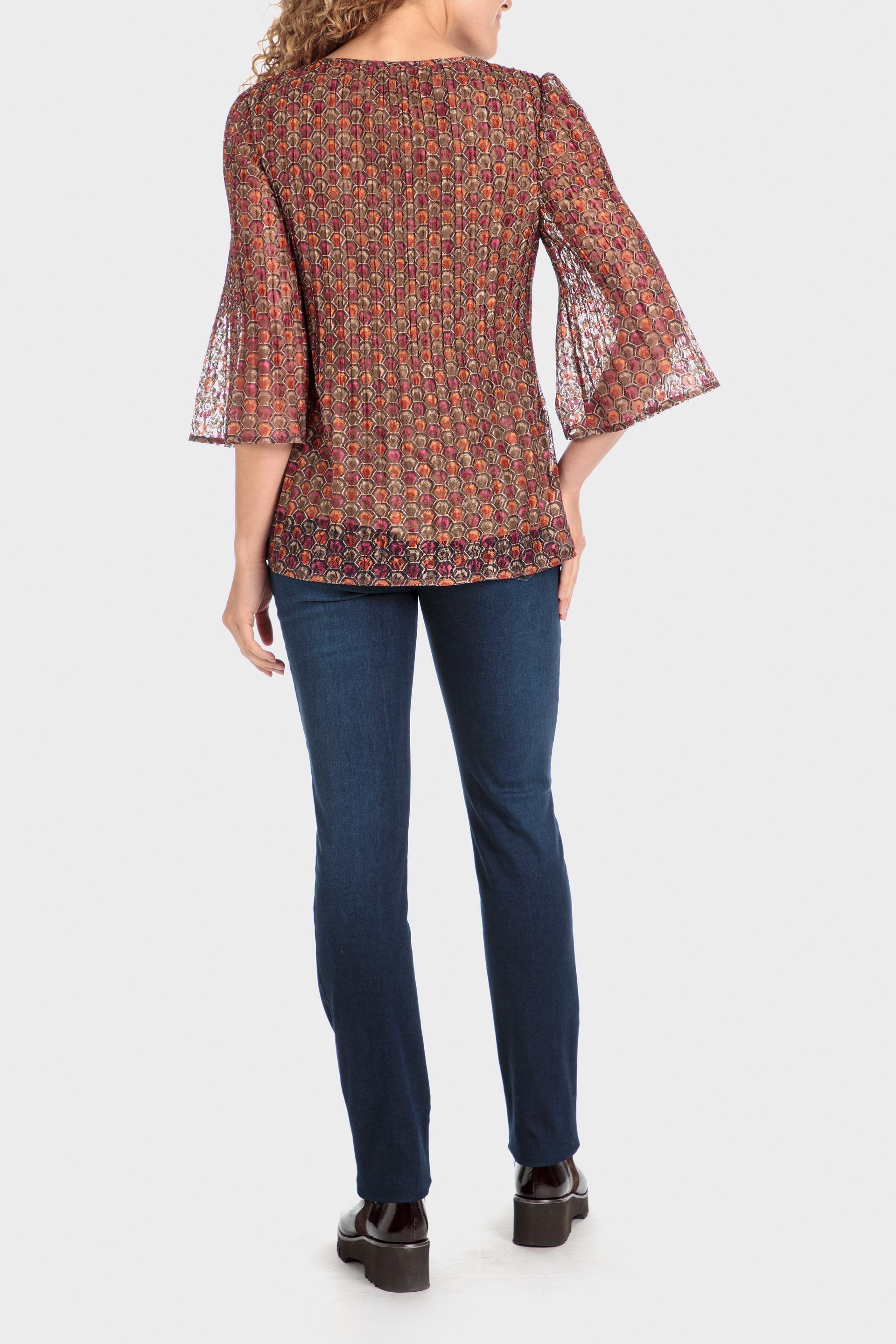 Multicolour Pleated Printed Blouse, , large image number 6