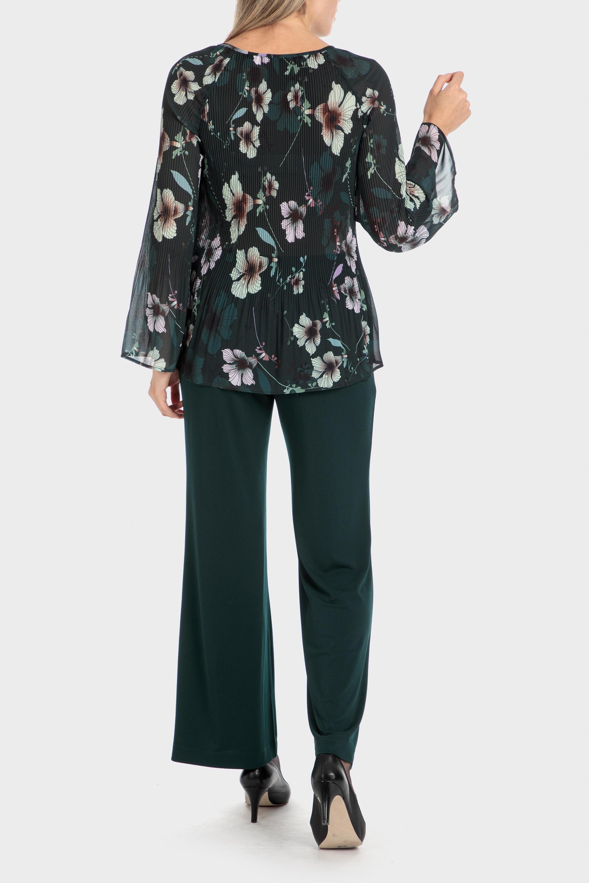 Black Pleated Printed Blouse, , large image number 3