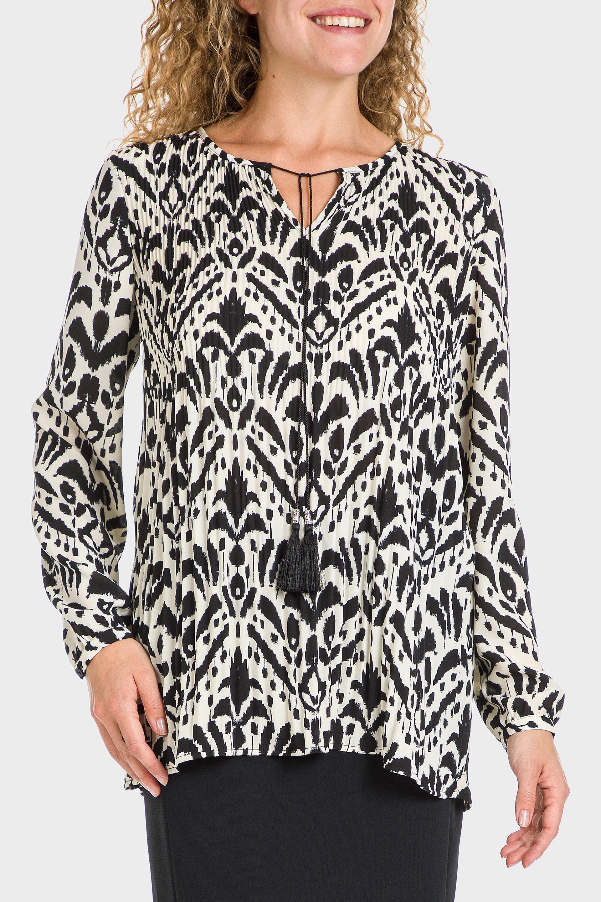 White Pleated Loose Blouse, , large image number 0