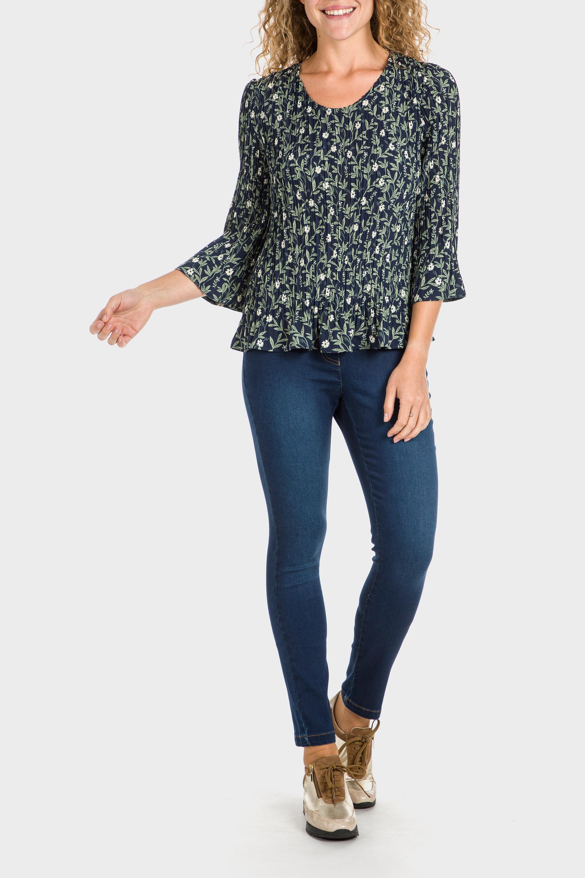 Navy Floral Blouse, , large image number 0