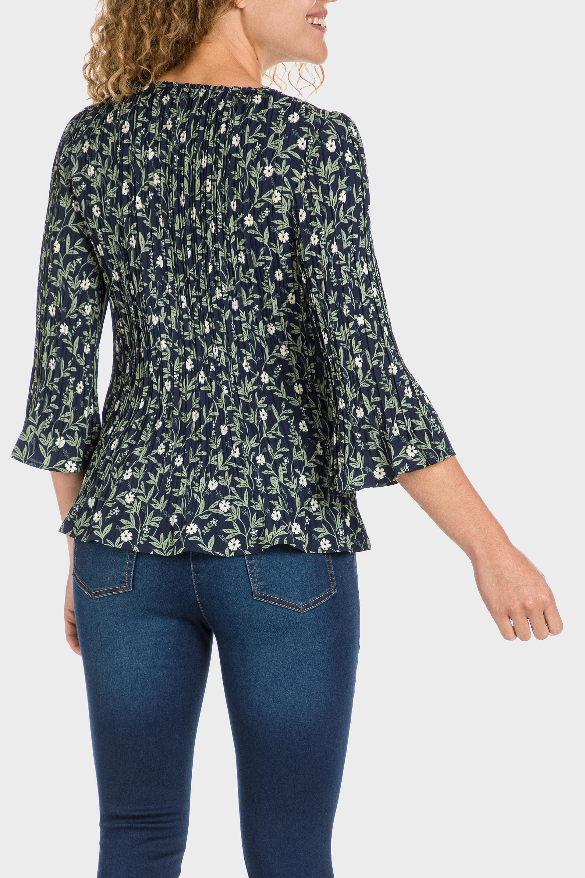 Navy Floral Blouse, , large image number 2