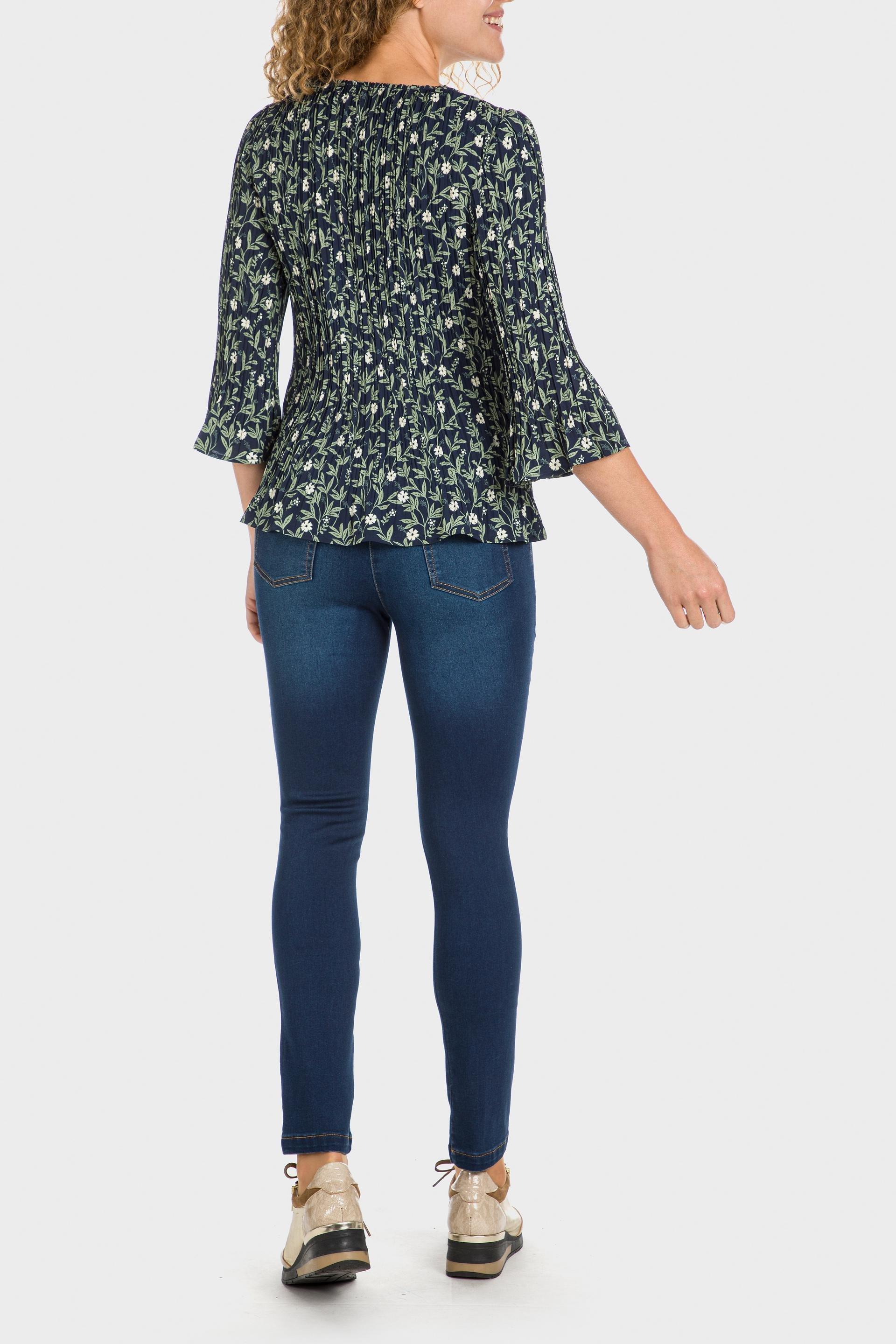 Navy Floral Blouse, , large image number 3