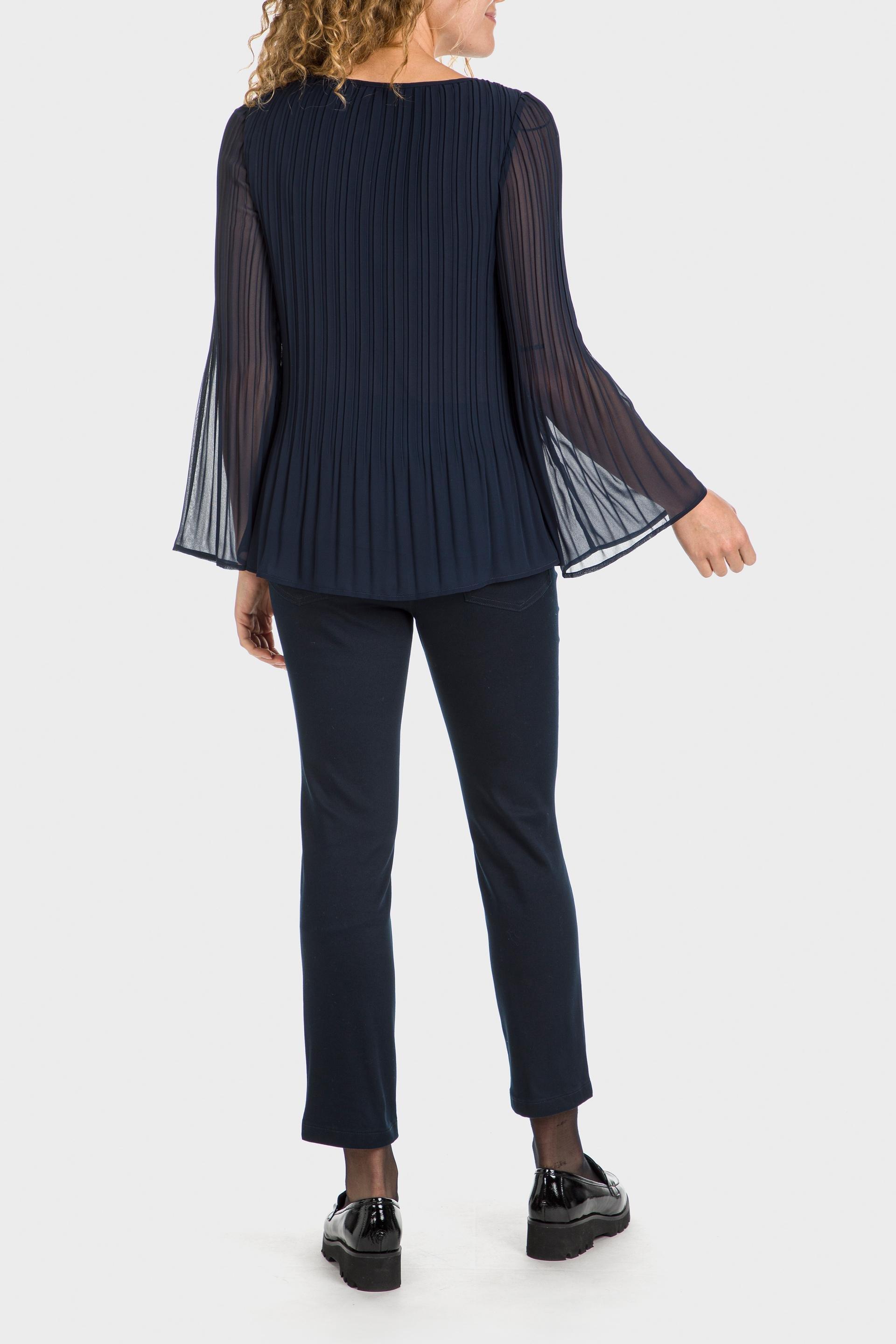 Navy Pleated Blouse, , large image number 2