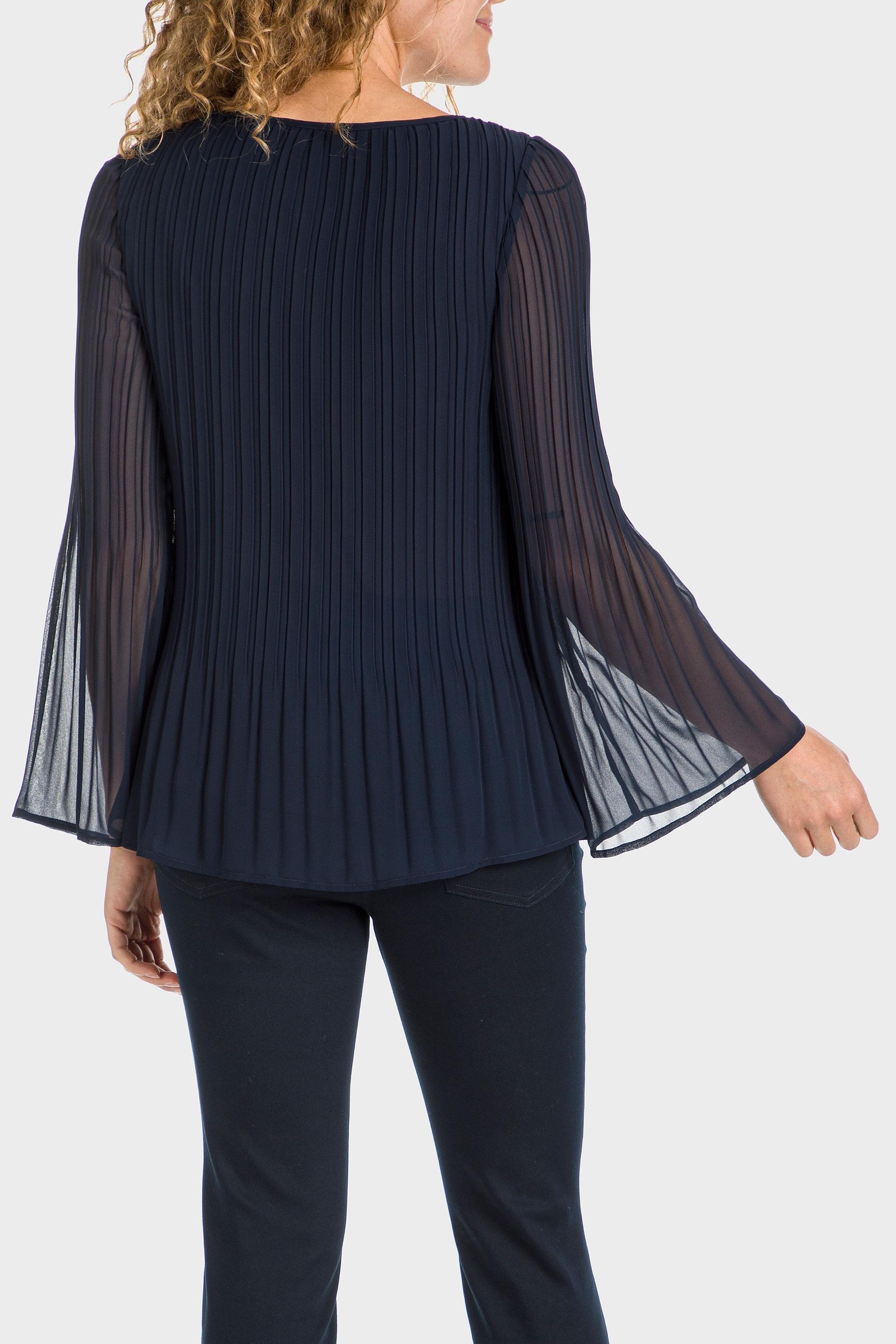 Navy Pleated Blouse, , large image number 3