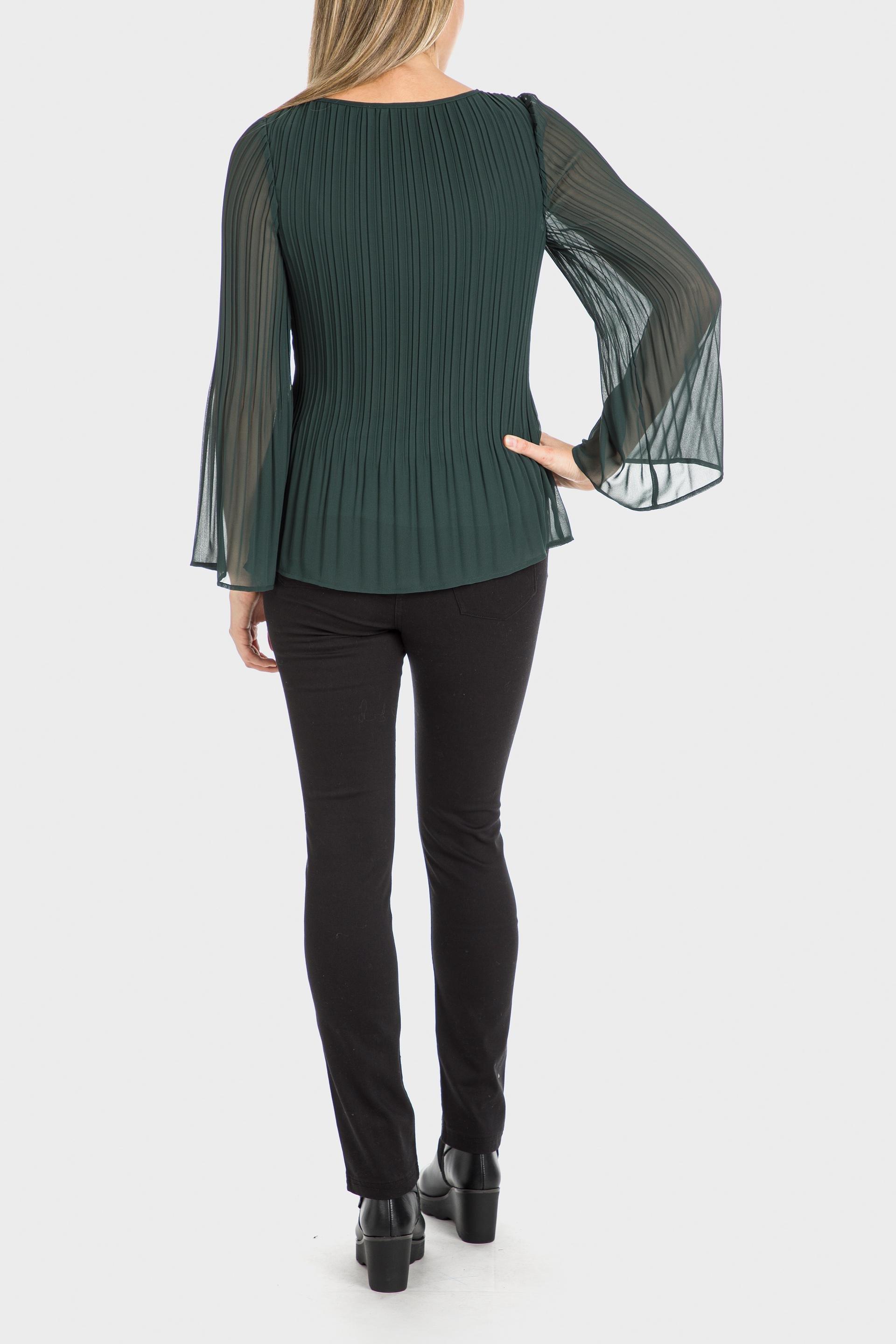 Green Sheer Pleated Blouse, , large image number 3