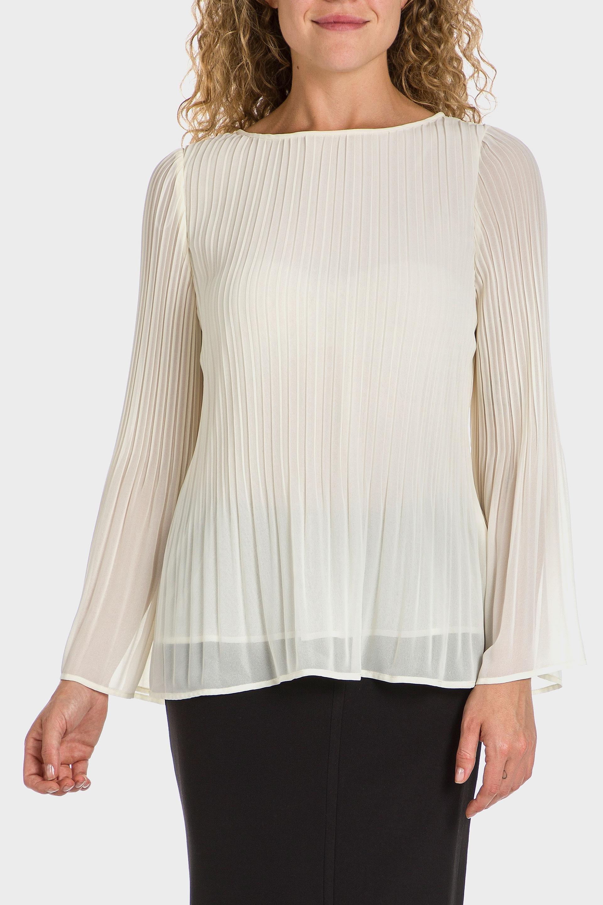 Cream Pleated Blouse, , large image number 4