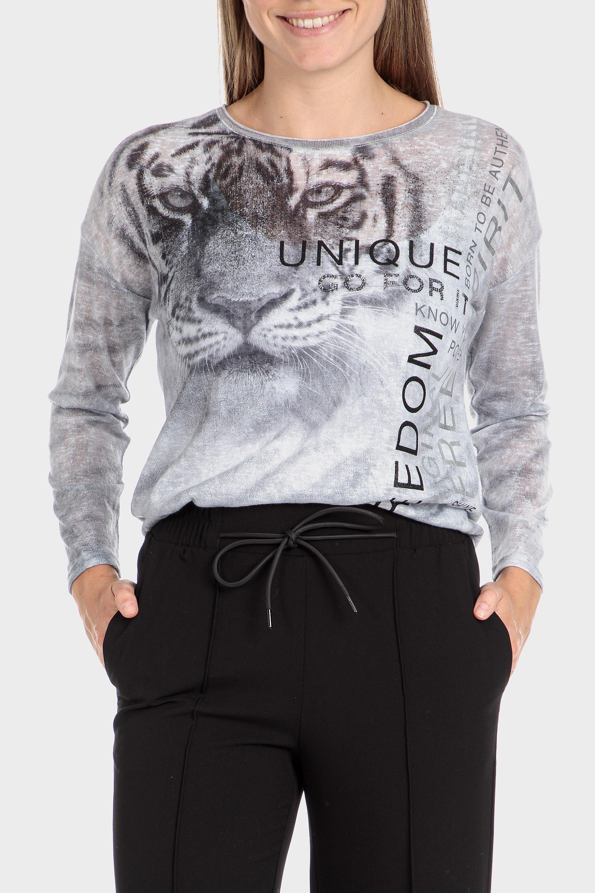 Grey Animal Print T-Shirt, , large image number 0