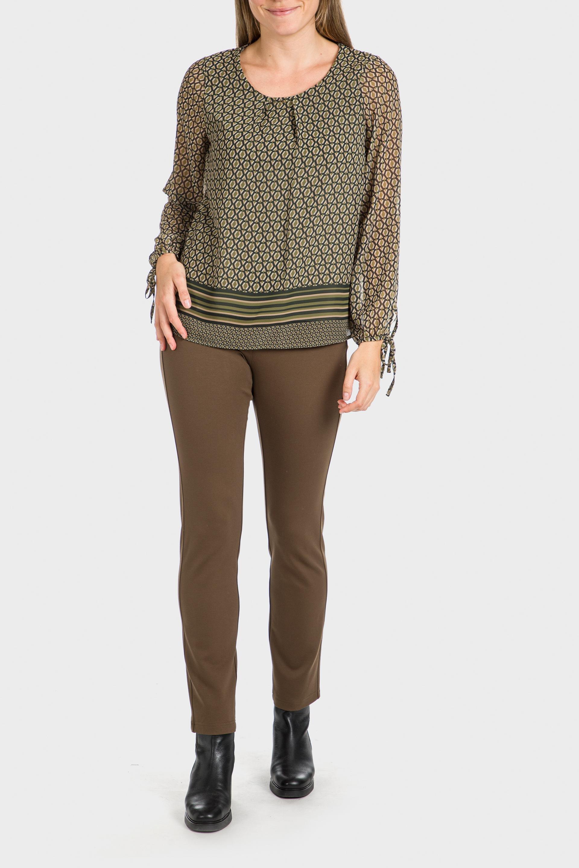 Brown Geometric Print Blouse, , large image number 0