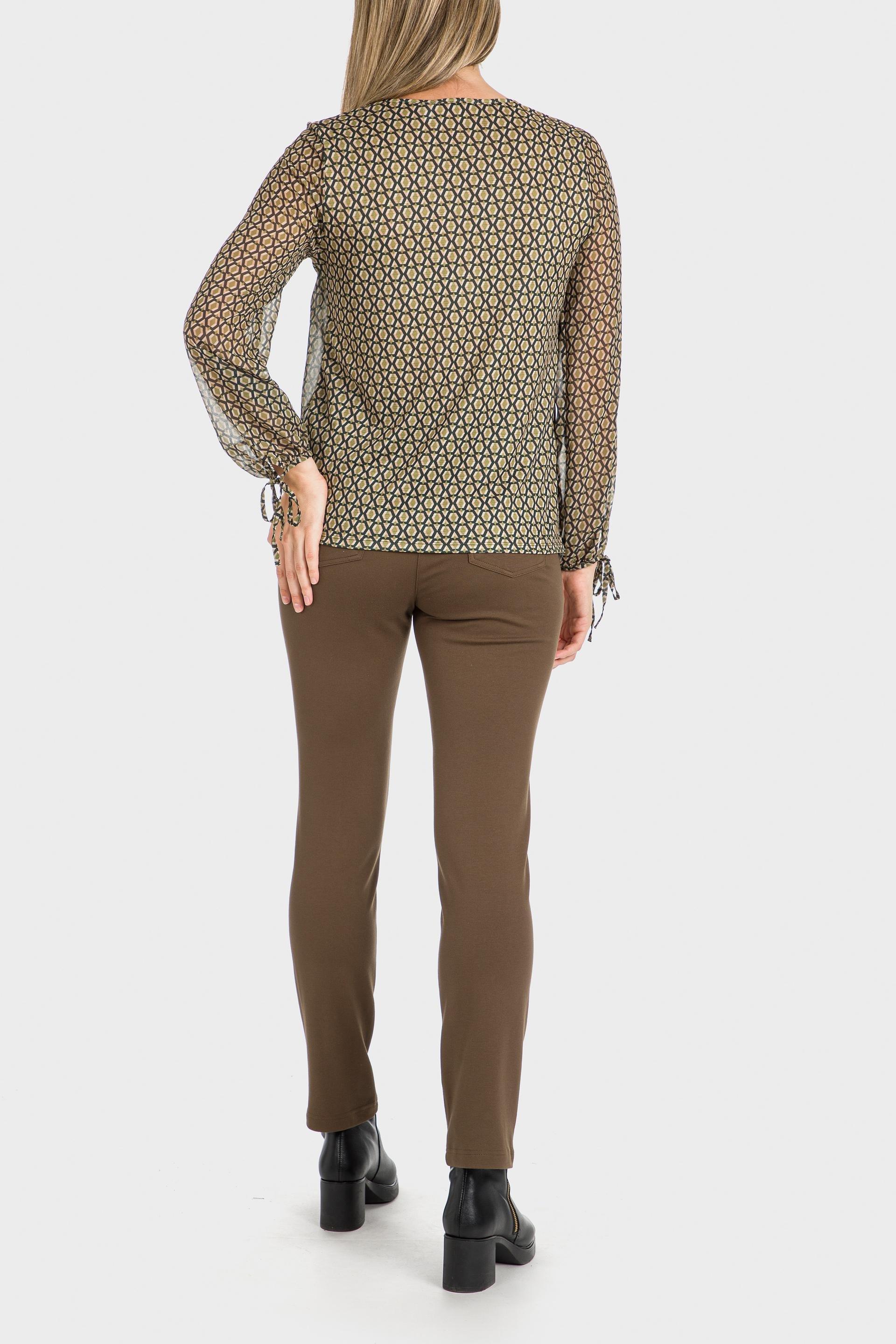 Brown Geometric Print Blouse, , large image number 4