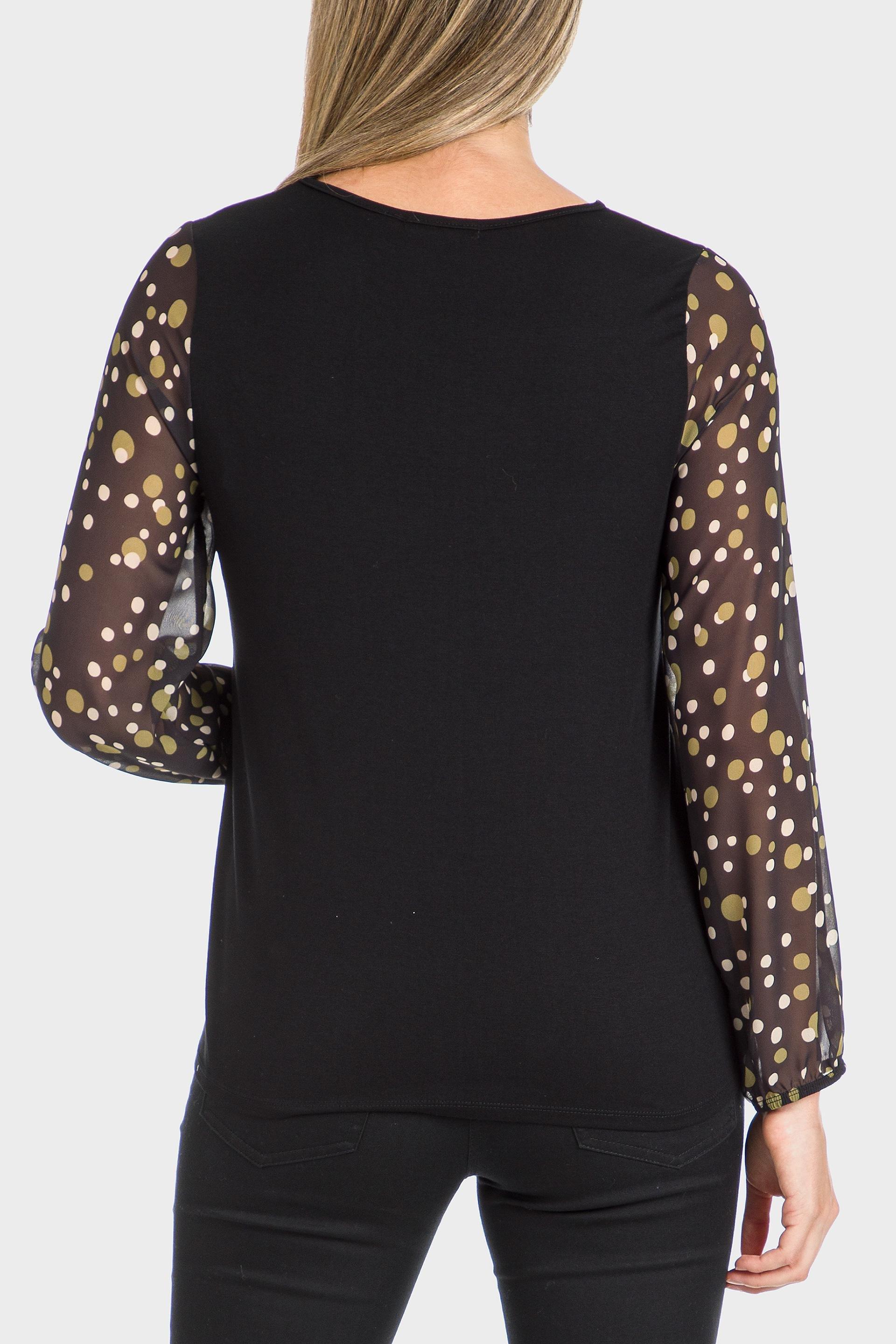 Black Polka Dot Print T-Shirt, , large image number 2