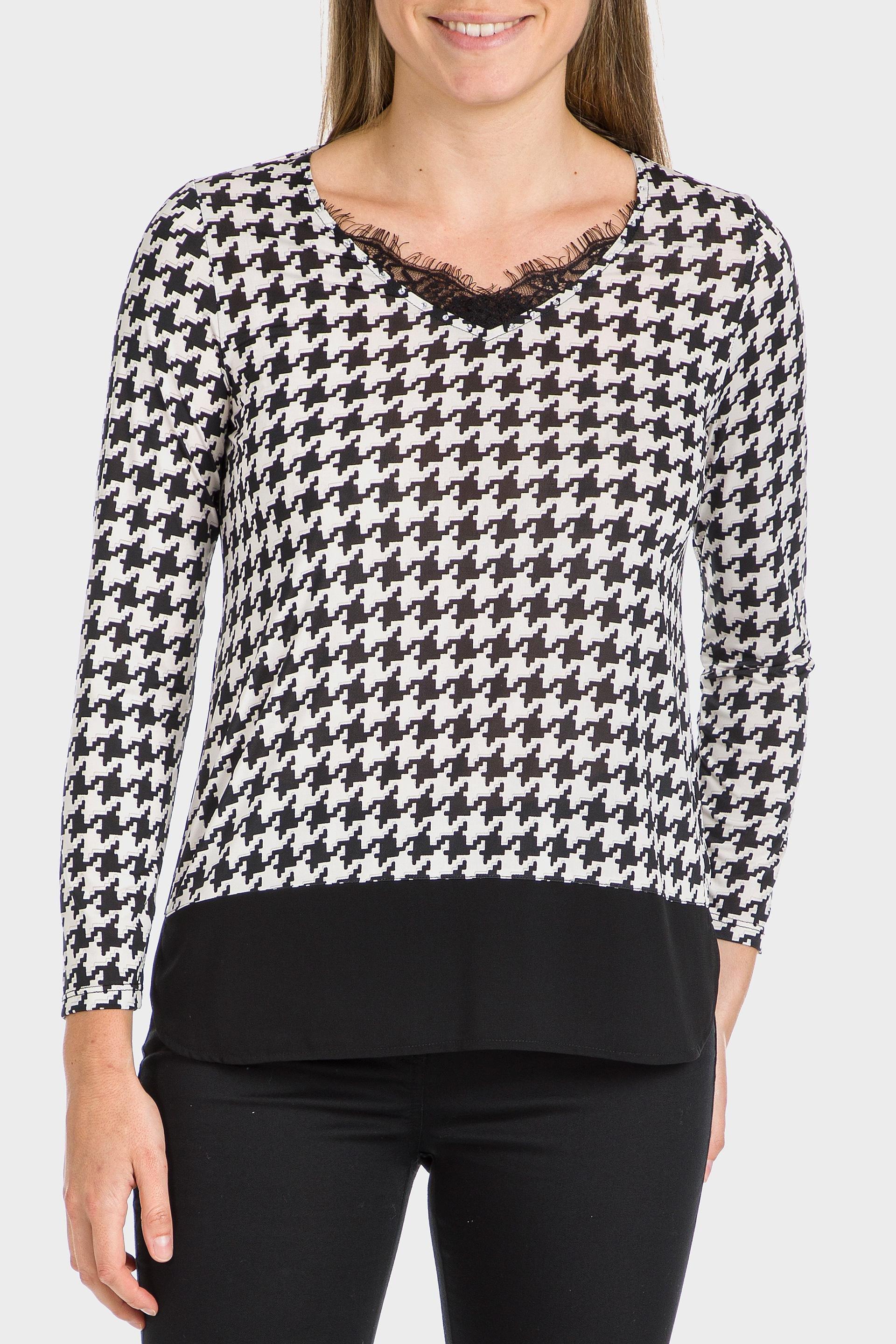 White Houndstooth Blouse, , large image number 1