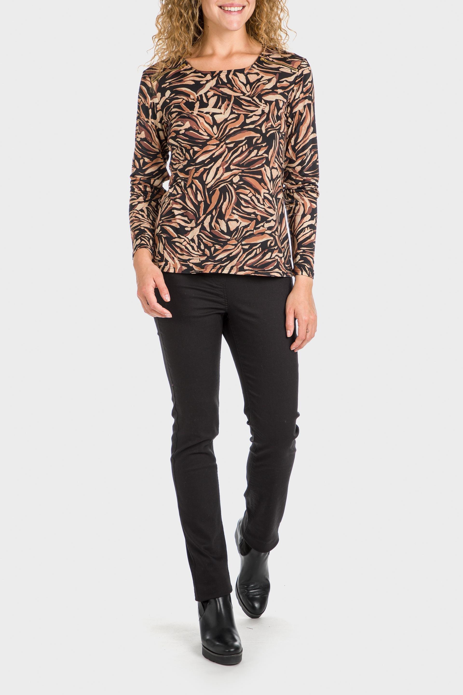 Brown Printed Blouse, , large image number 0