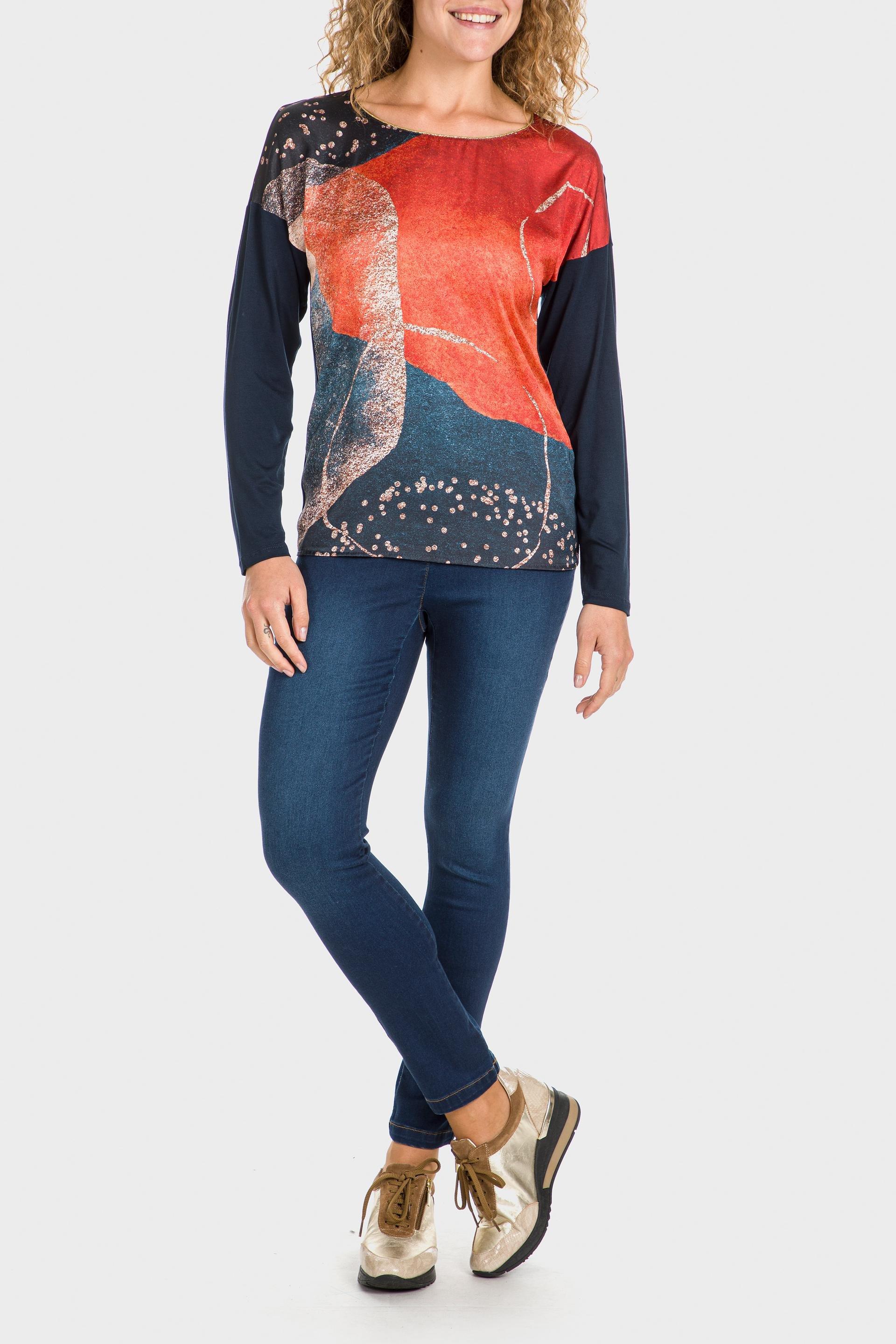 Navy Abstract Print T-Shirt, , large image number 0