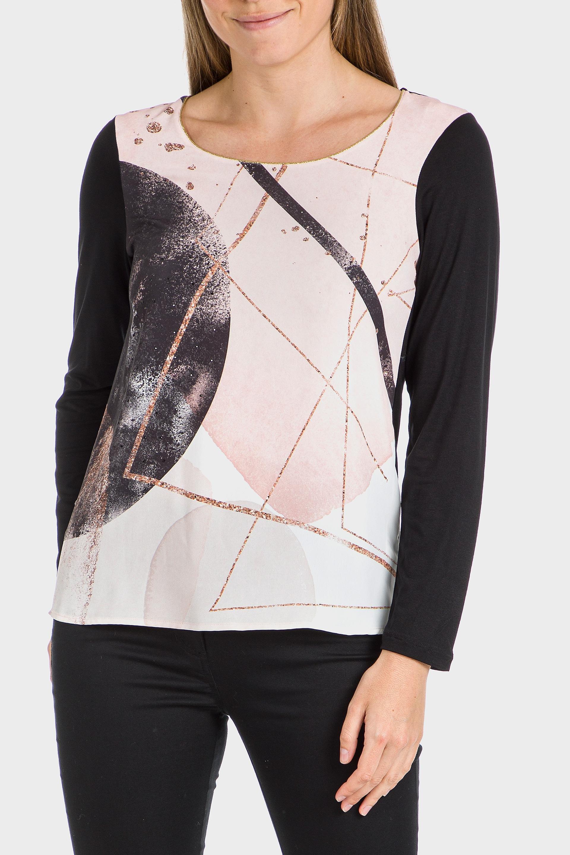 Black Abstract Print T-Shirt, , large image number 0