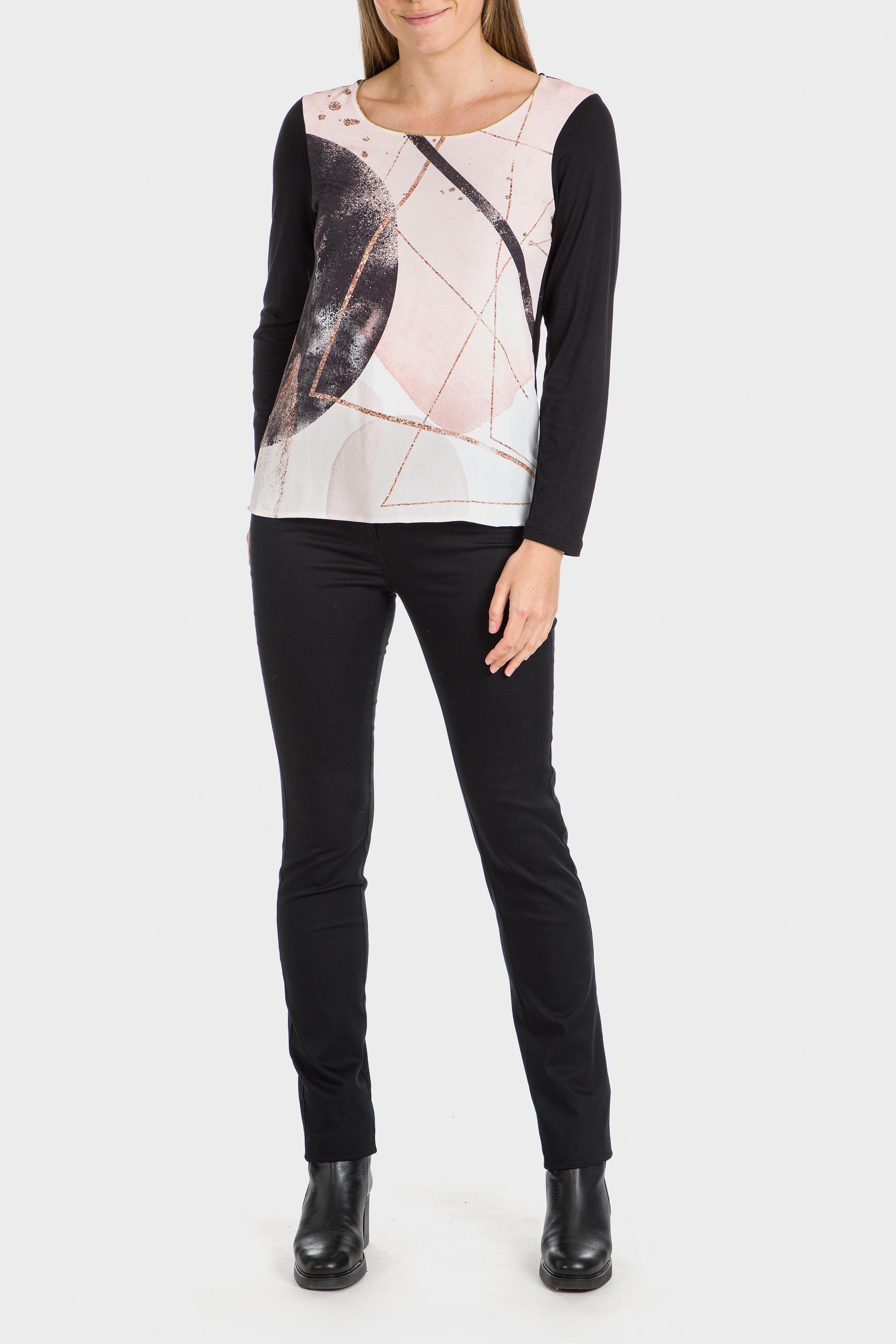 Black Abstract Print T-Shirt, , large image number 1