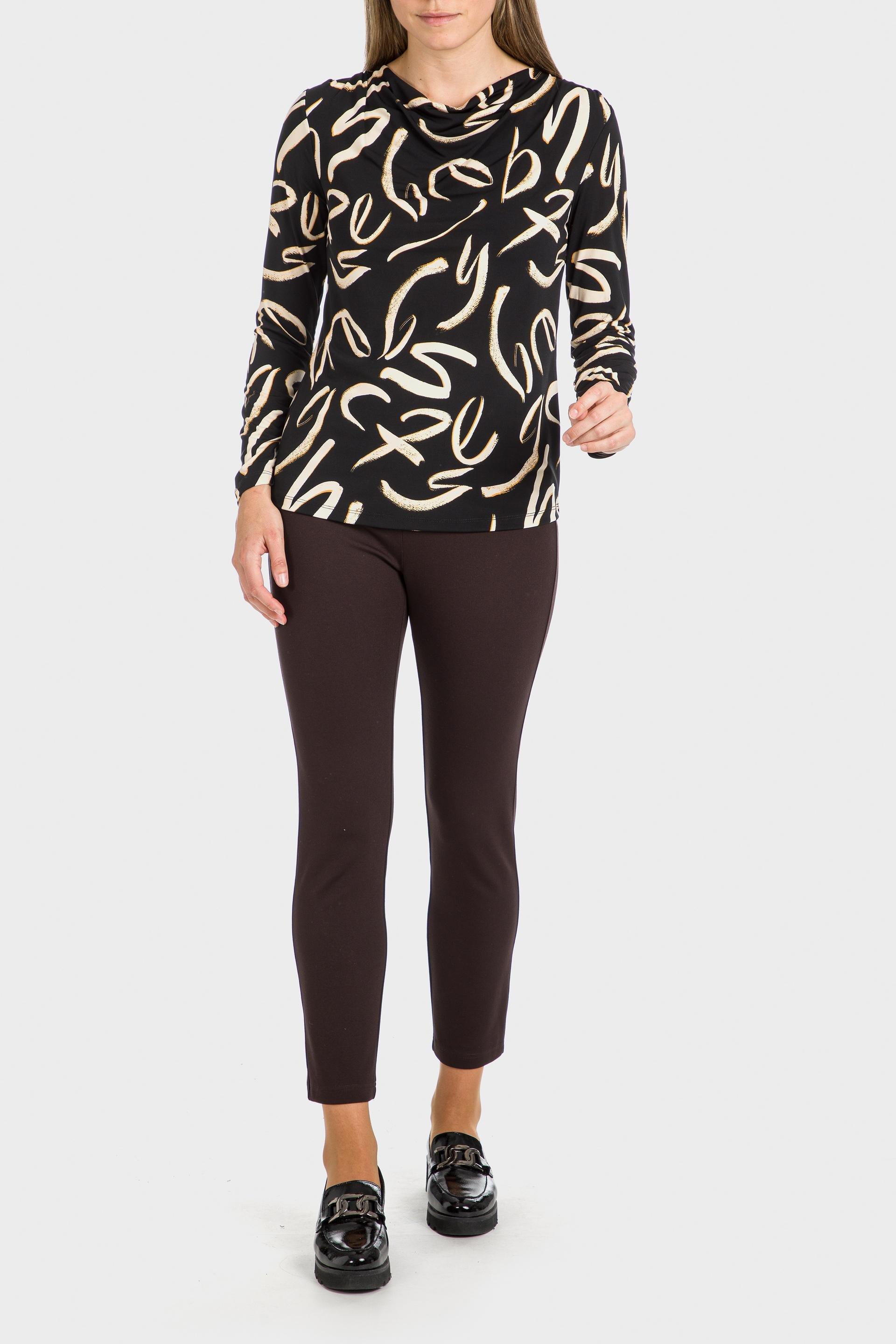 Black Patterned Blouse, , large image number 0