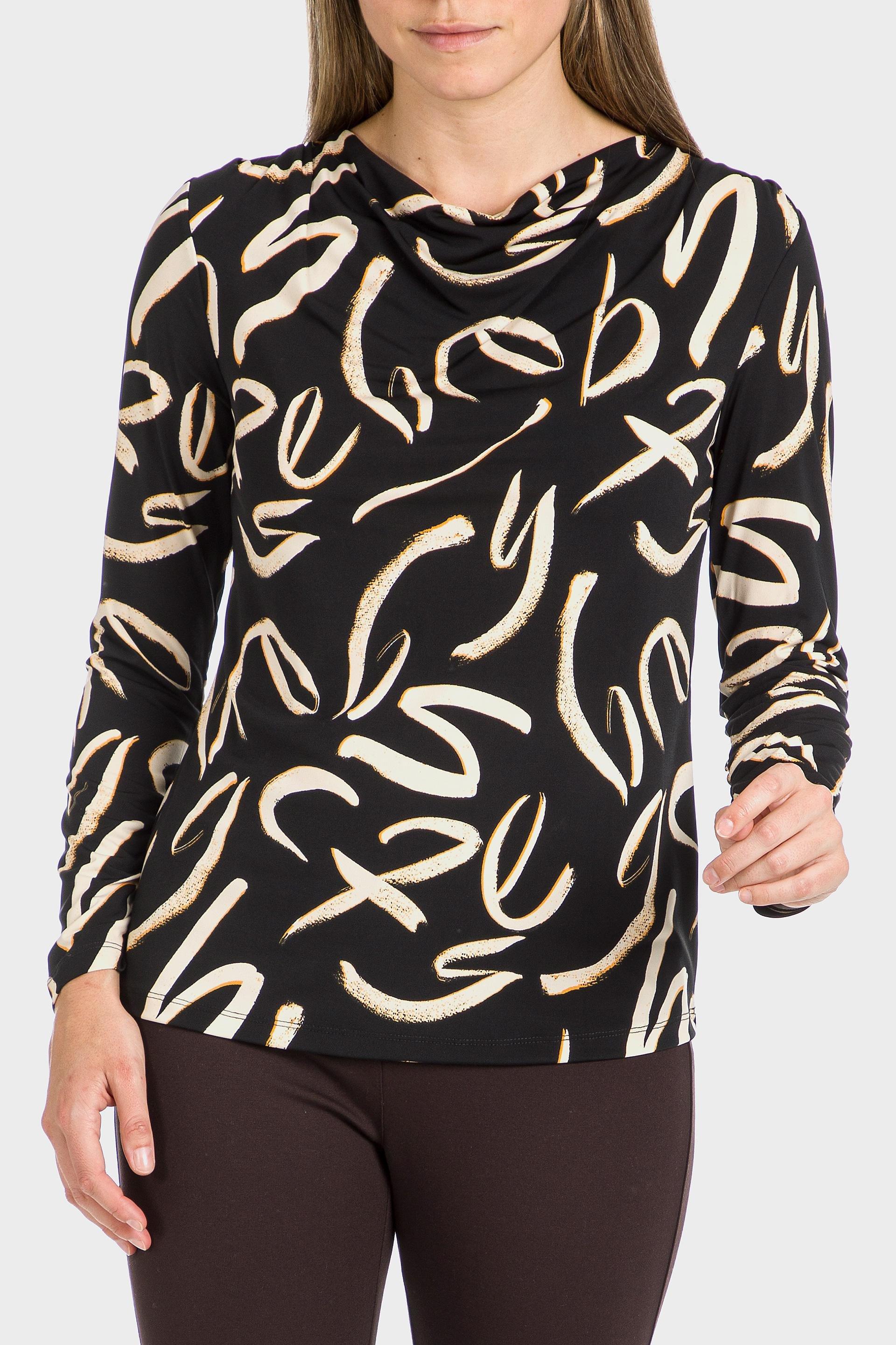 Black Patterned Blouse, , large image number 1