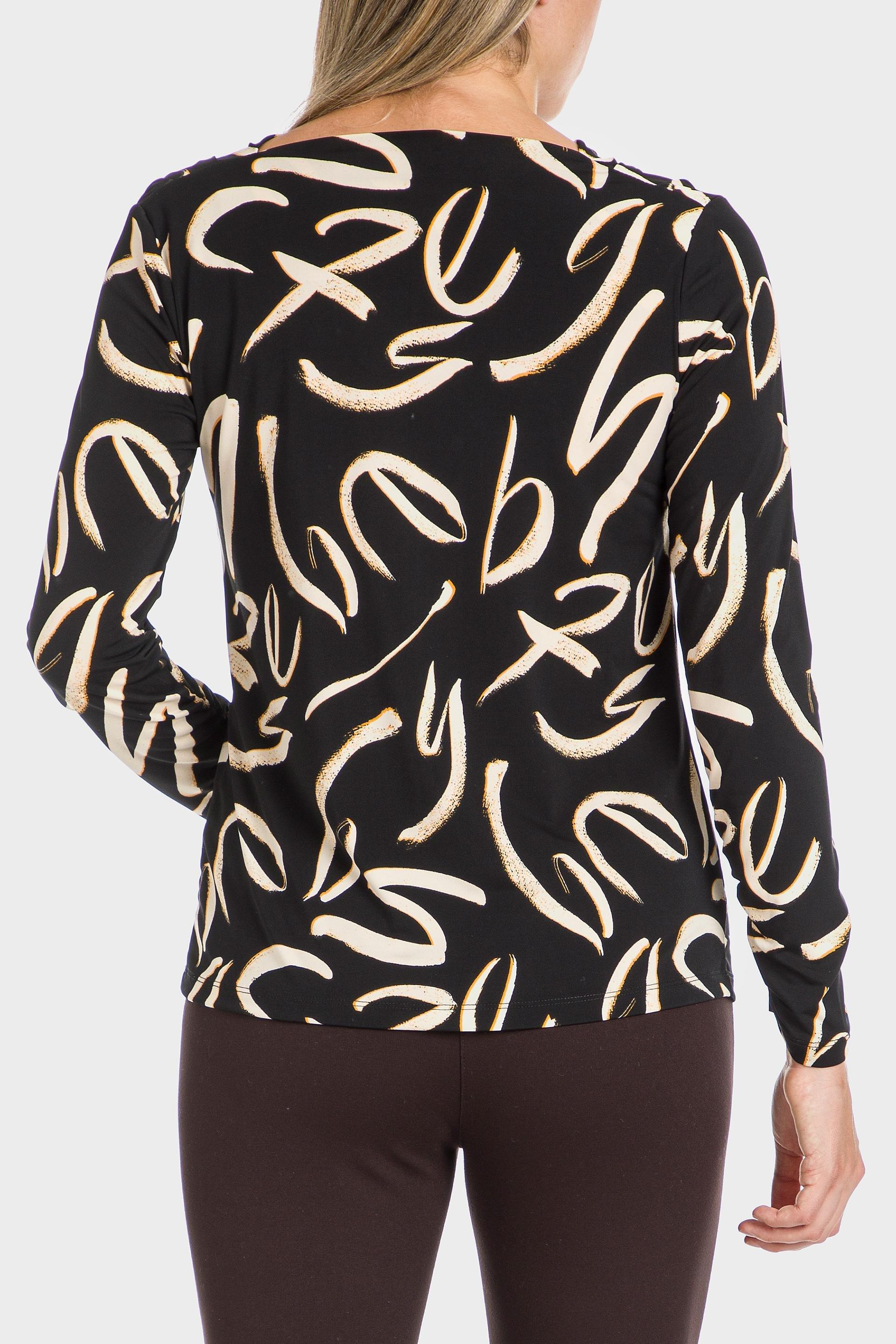 Black Patterned Blouse, , large image number 2