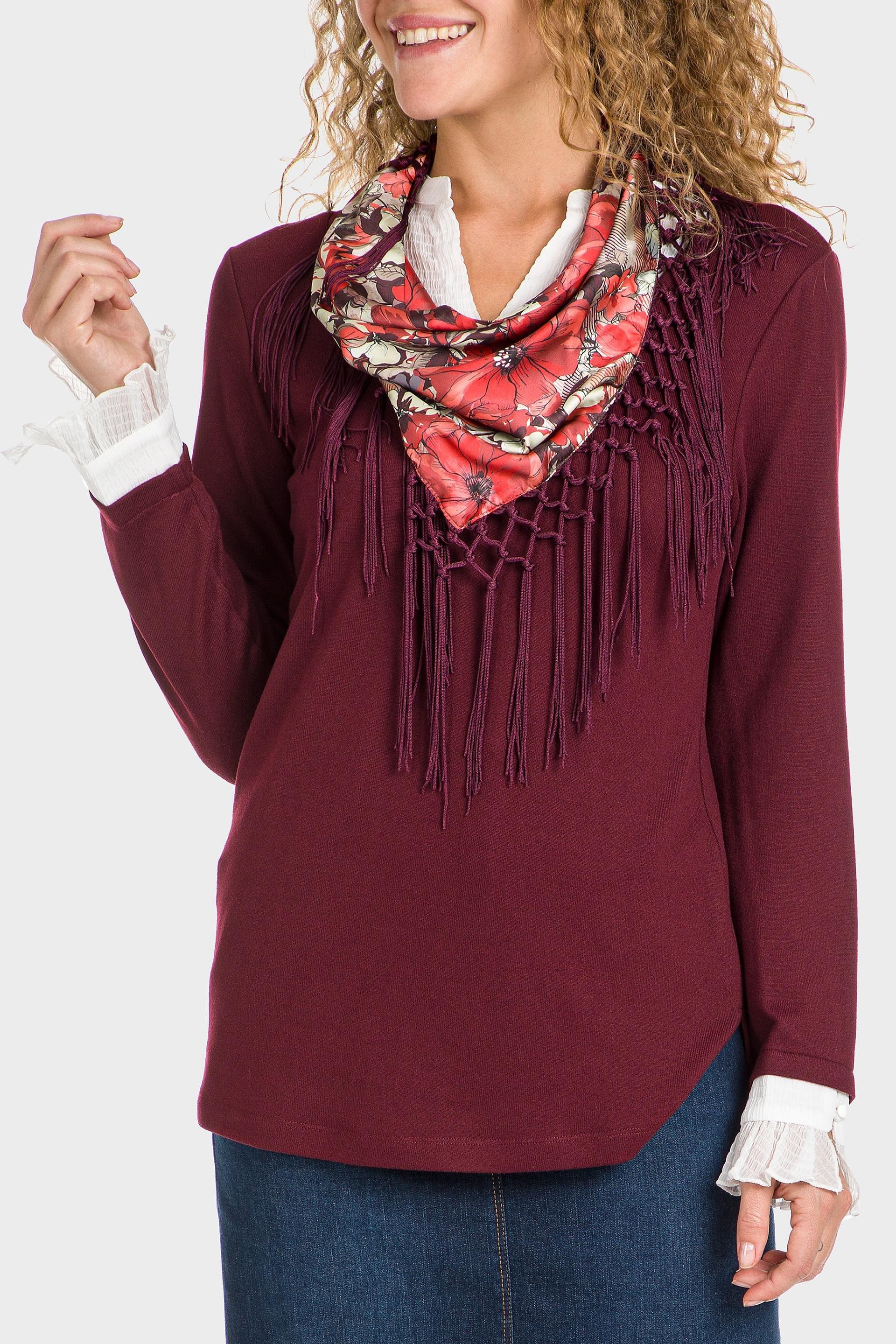 Red T-Shirt With Silk Scarf, , large image number 0