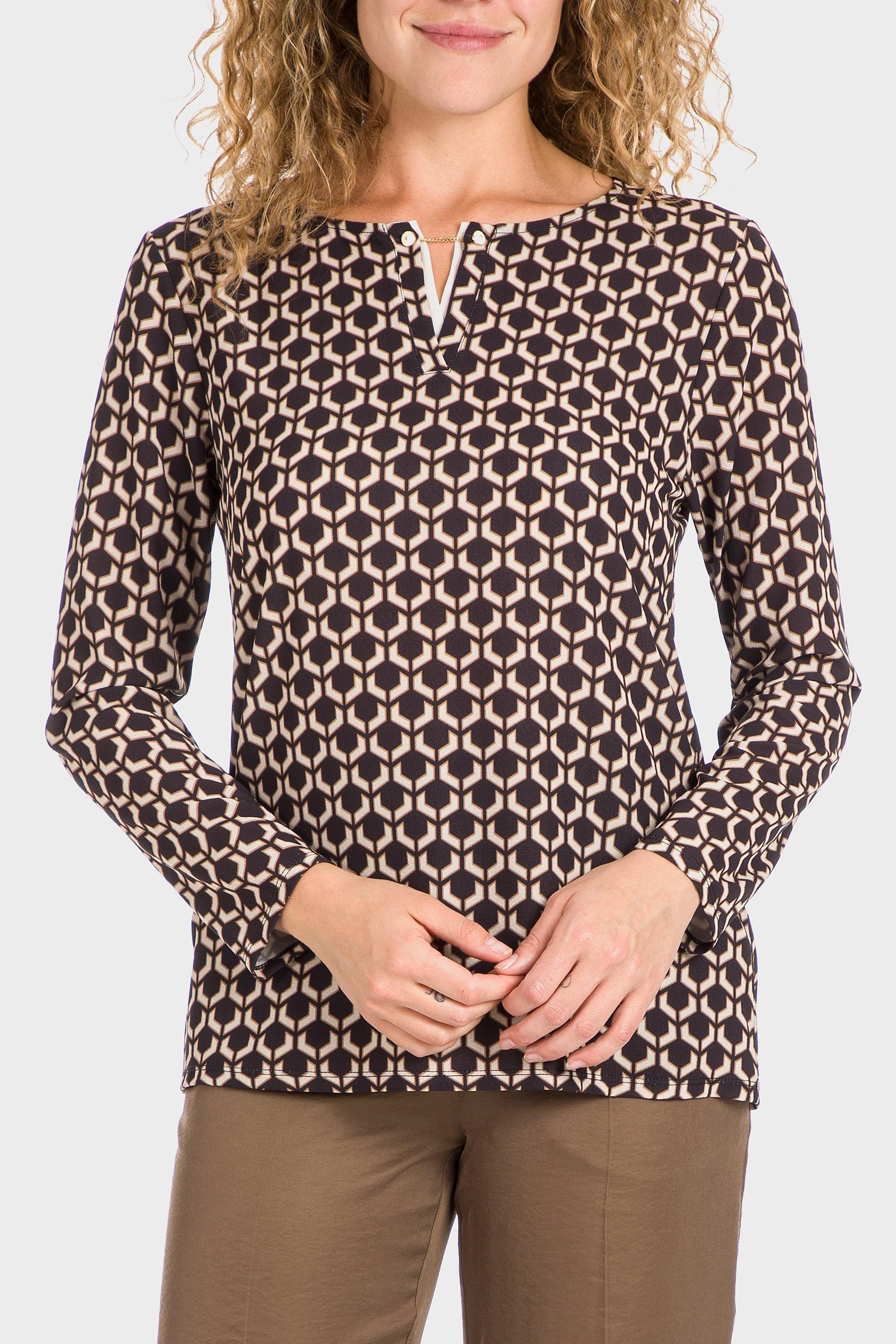 Beige Geometric Print T-Shirt, , large image number 3