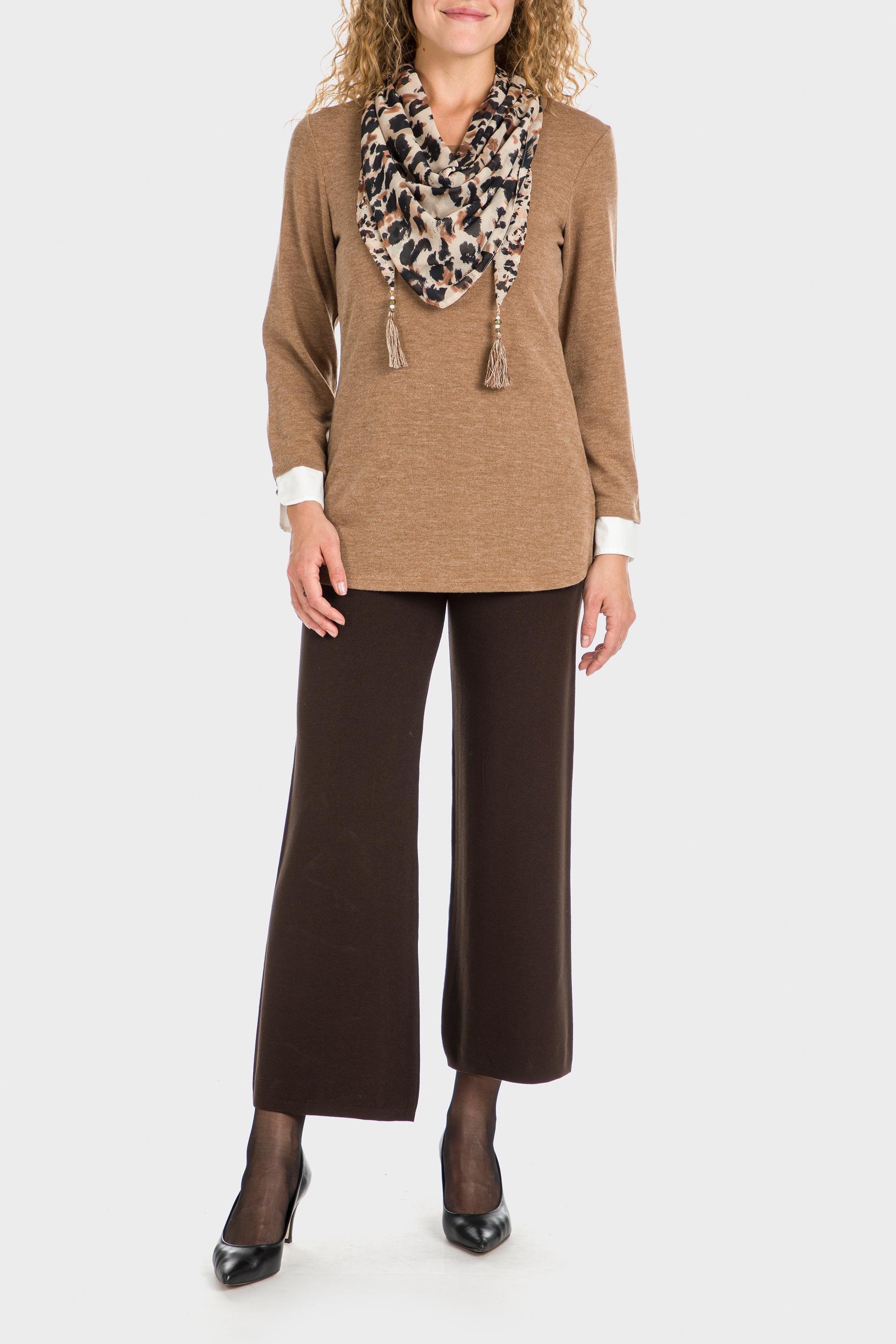 Brown T-Shirt With Silk Scarf, , large image number 0