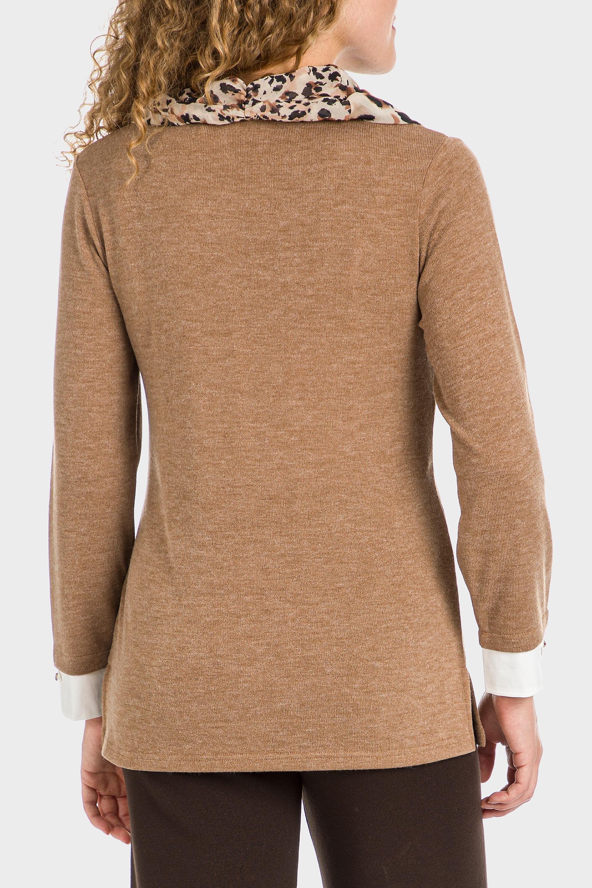 Brown T-Shirt With Silk Scarf, , large image number 3