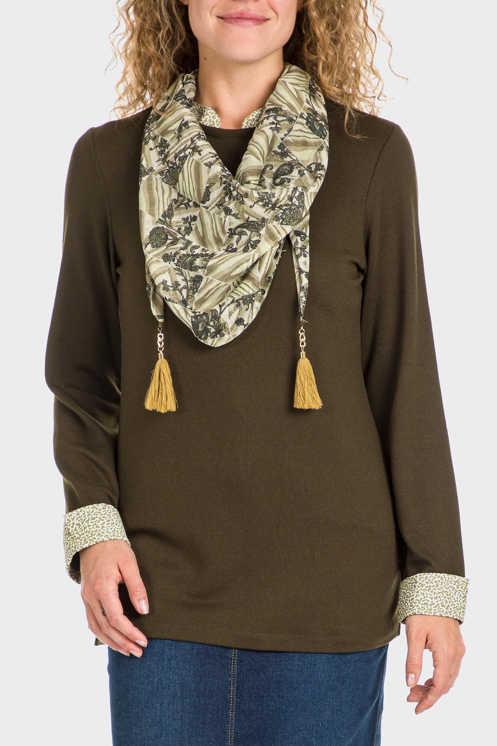 Green T-Shirt With Silk Scarf, , large image number 0