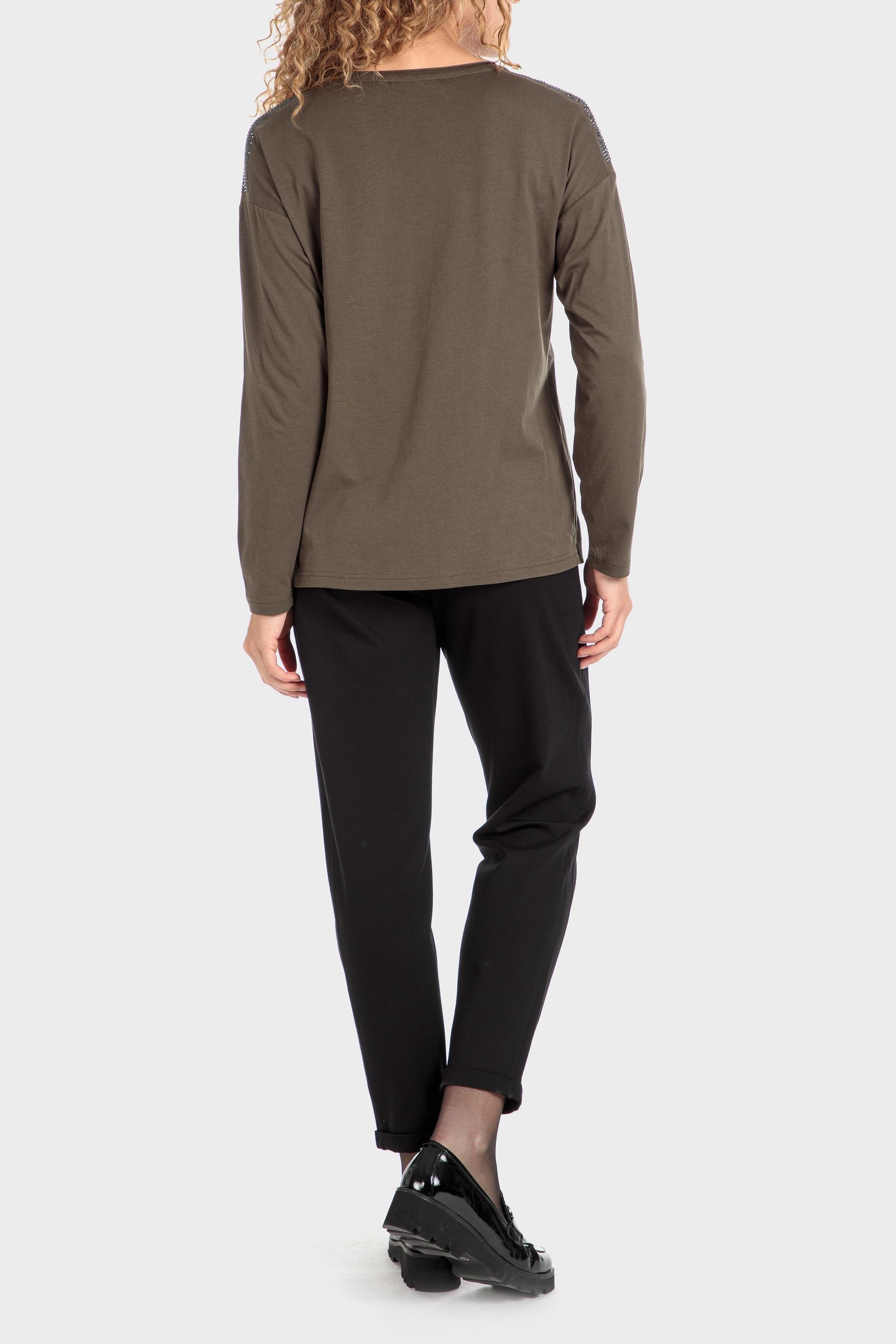 Khaki T-Shirt With Gemstones, , large image number 3