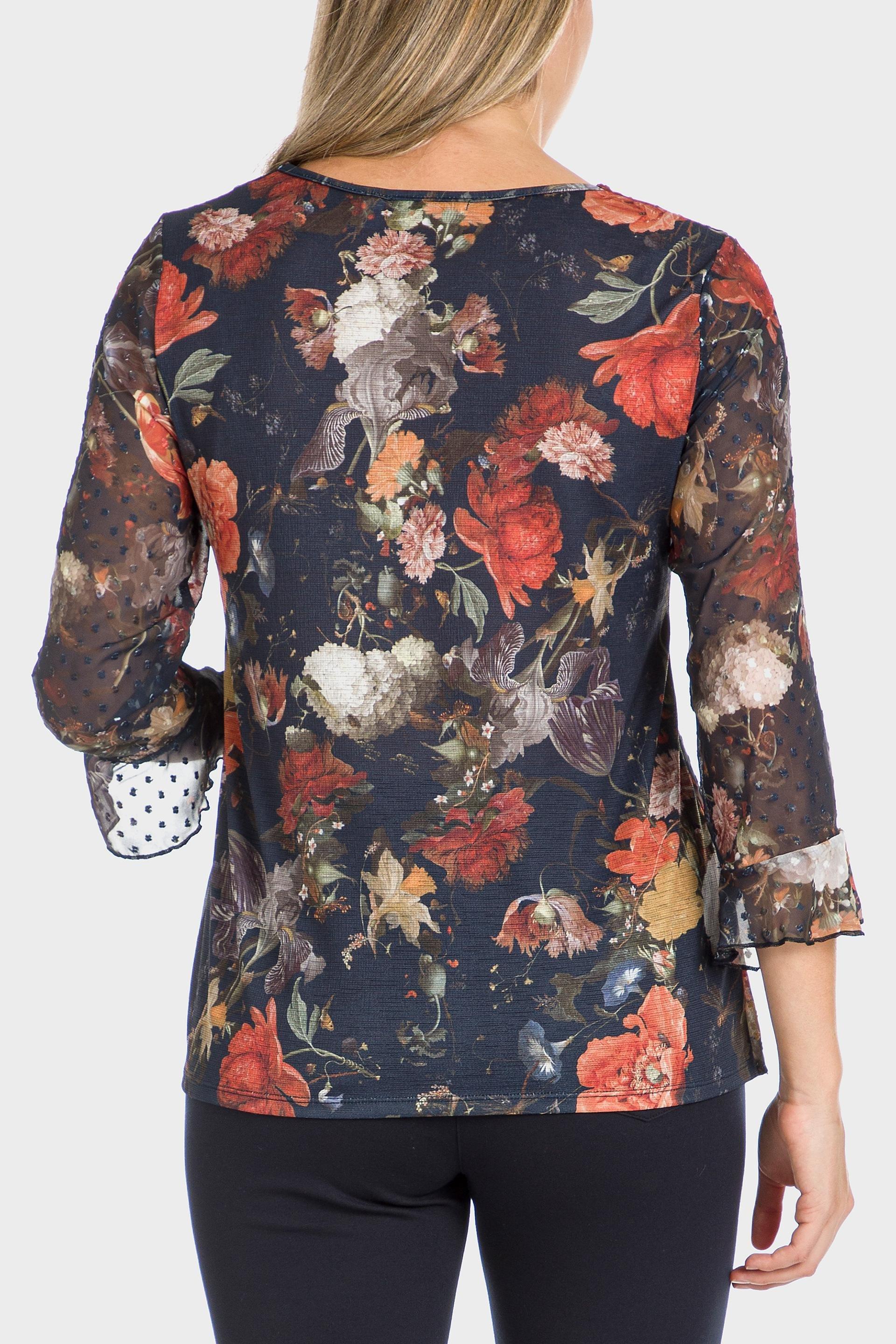 Punt Roma - Navy Plumetti Printed Blouse
