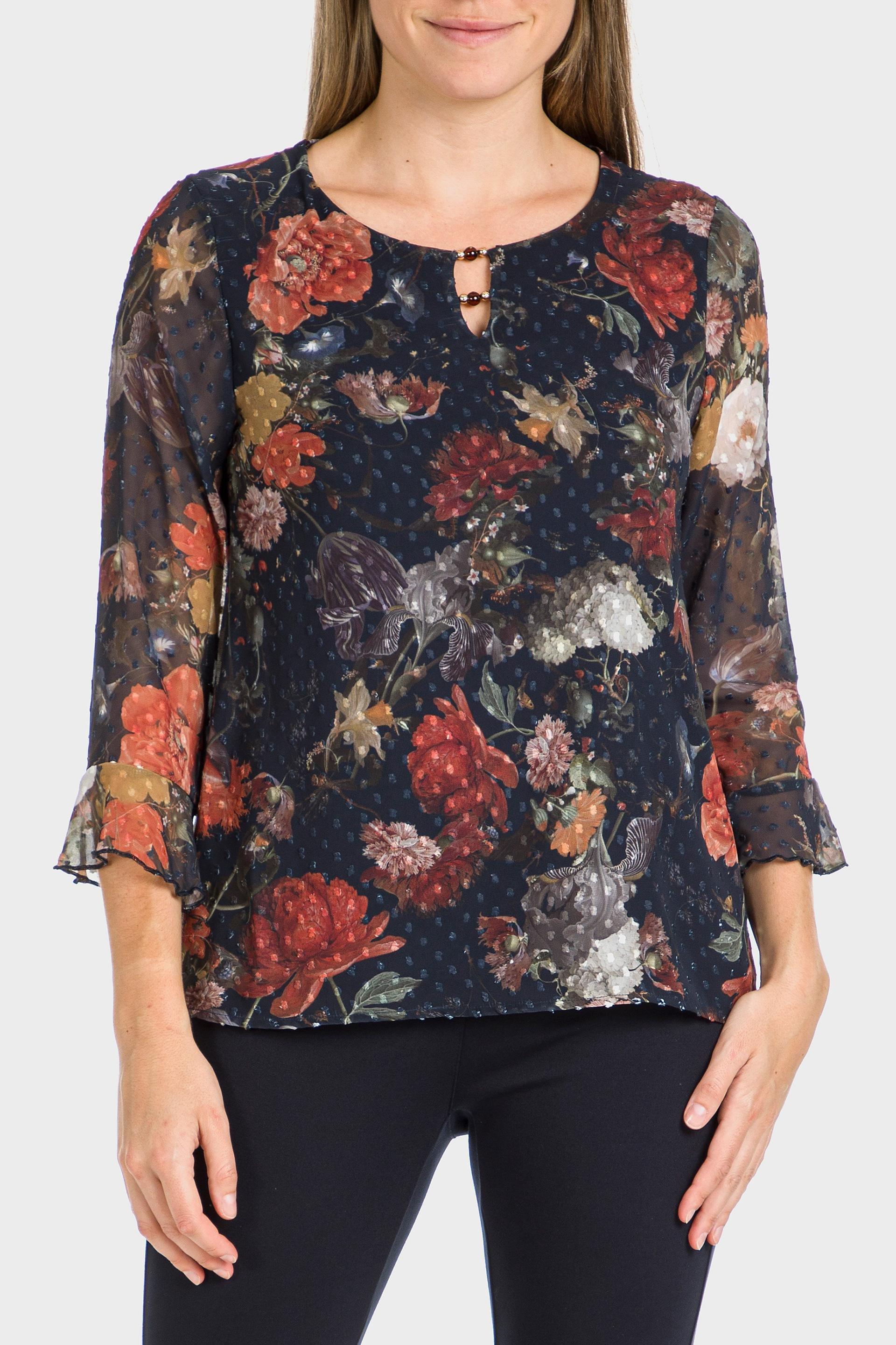 Navy Plumetti Printed Blouse, , large image number 5