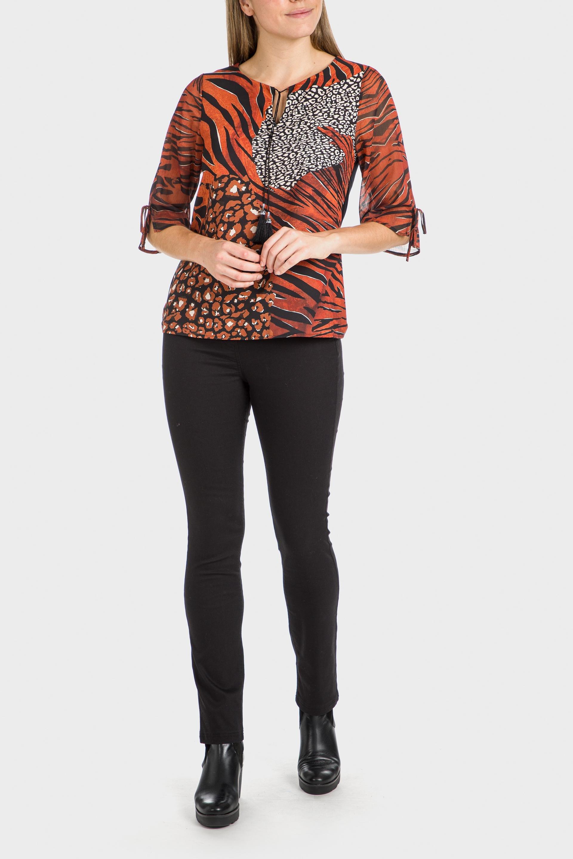 Orange Animal Print Blouse, , large image number 0