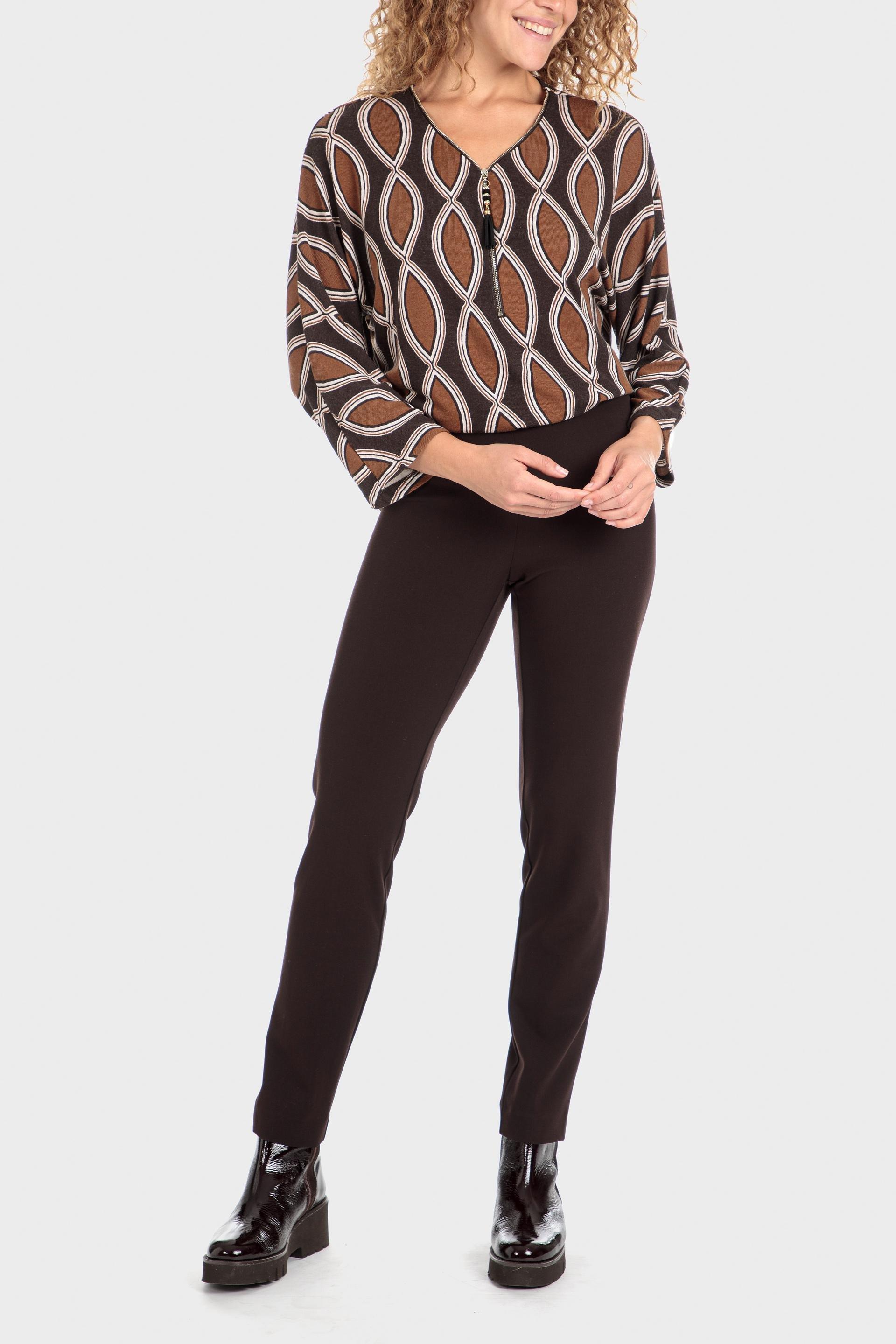 Brown Zipper T-Shirt, Brown, large image number 1