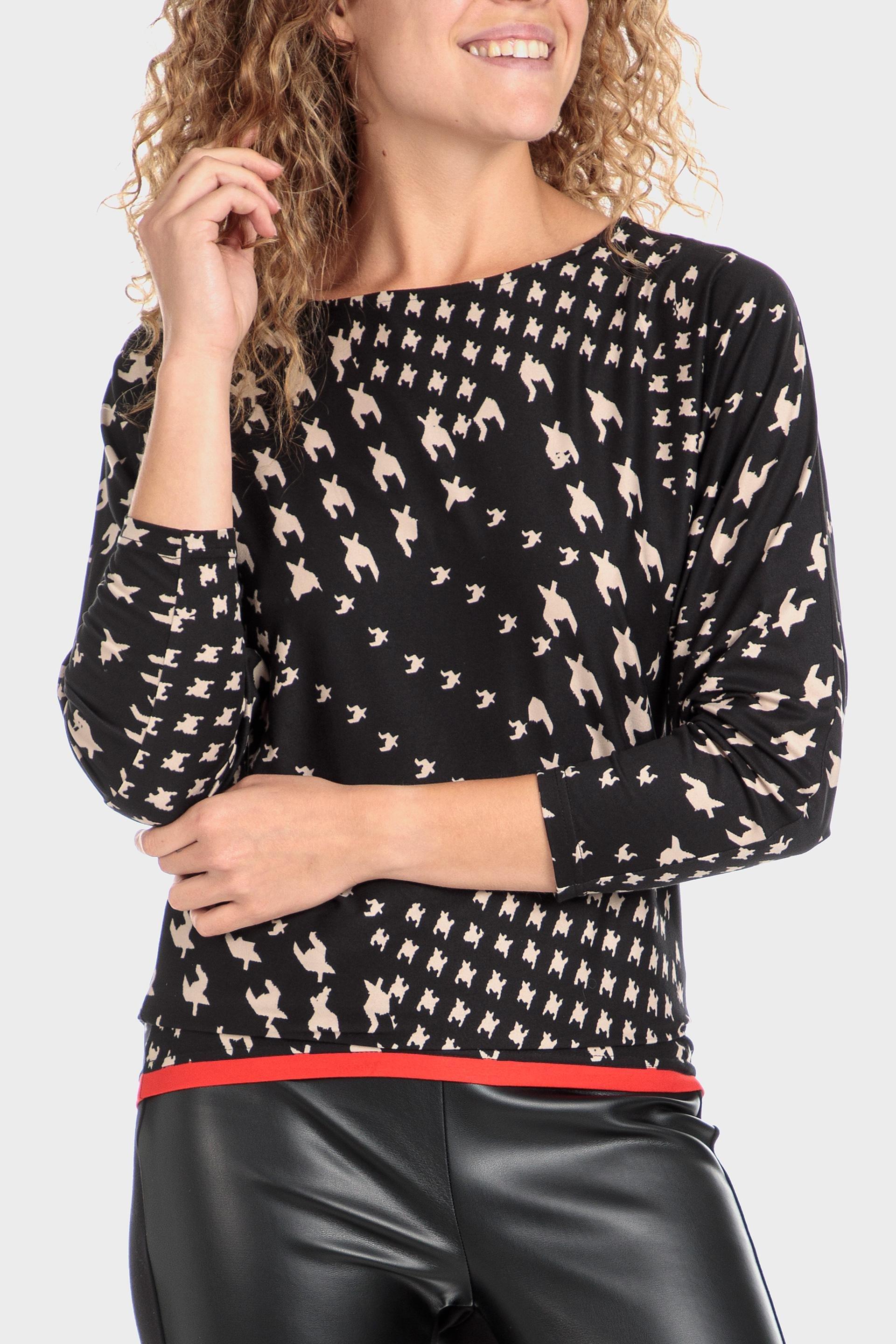Black Houndstooth Blouse, , large image number 1