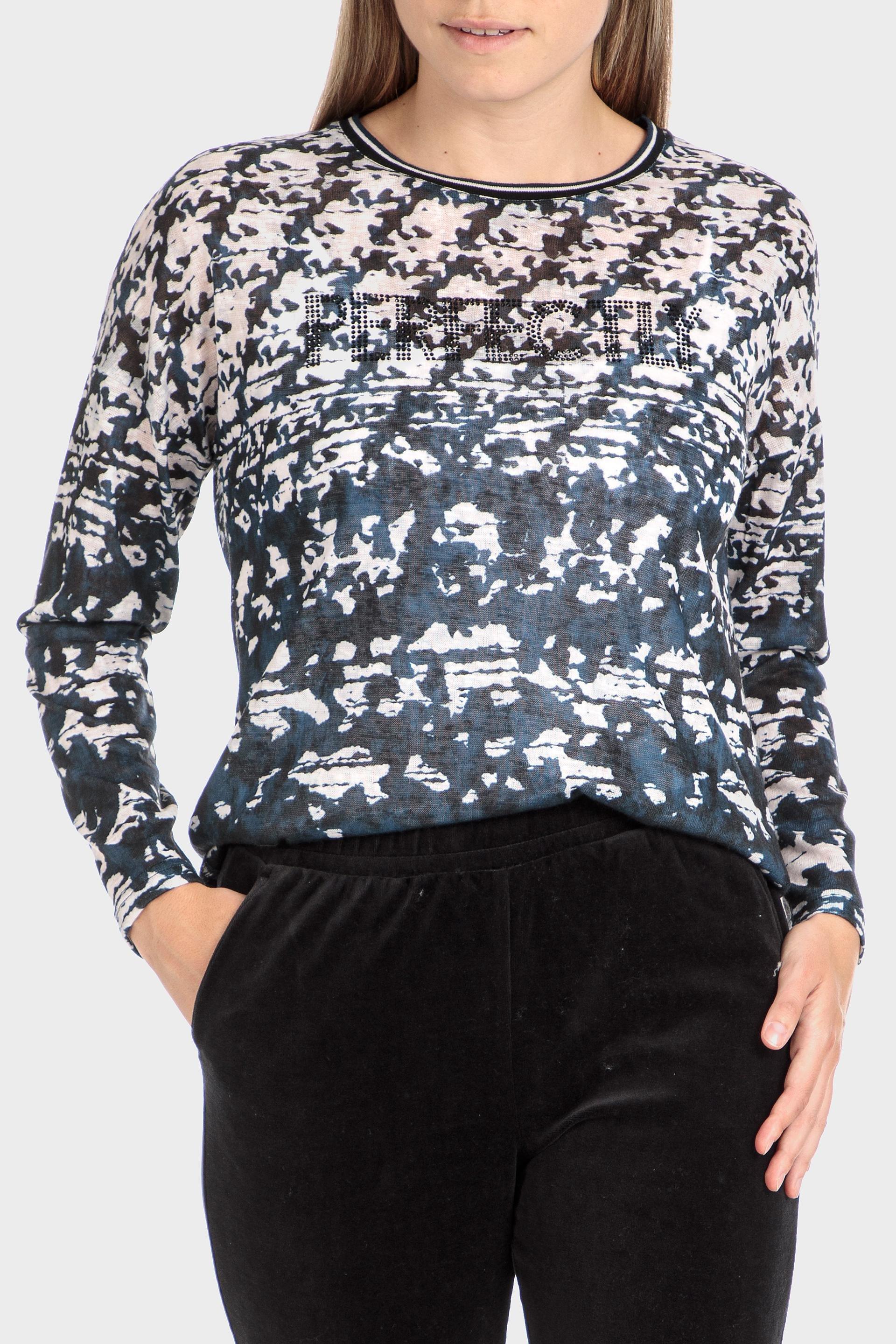 Black Printed Blouse, , large image number 0