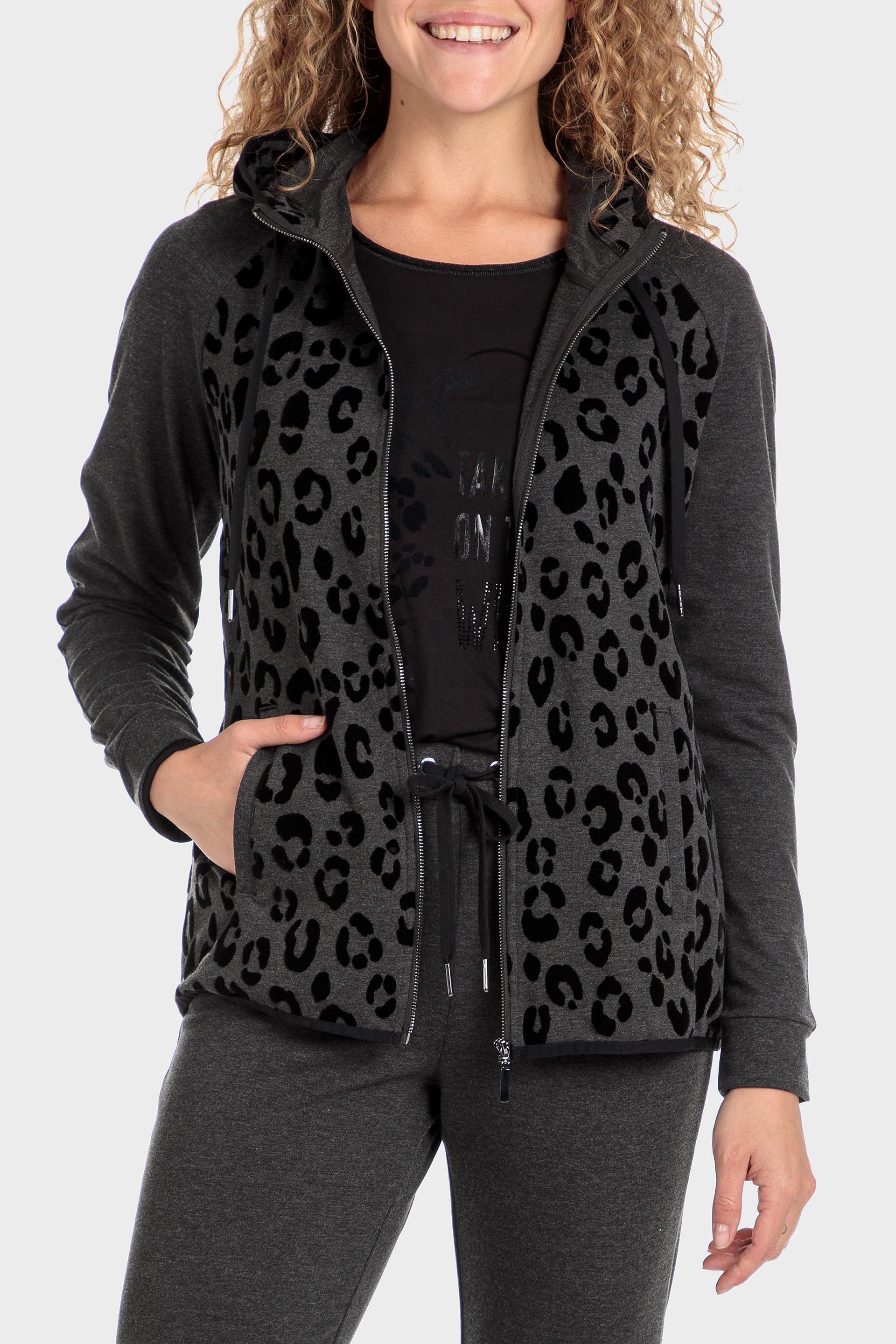 Grey Animal Print Jacket, , large image number 1