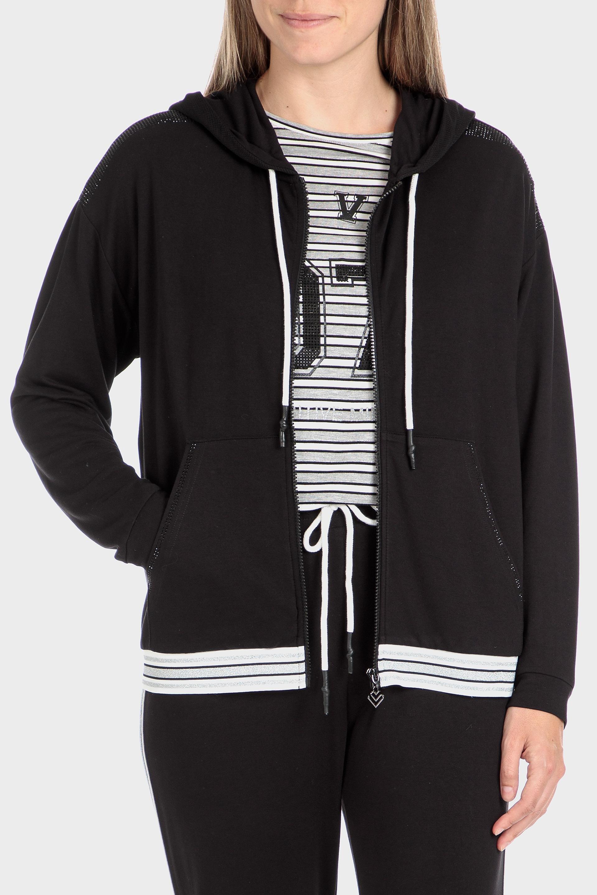 Black Hooded Sports Jacket, , large image number 3